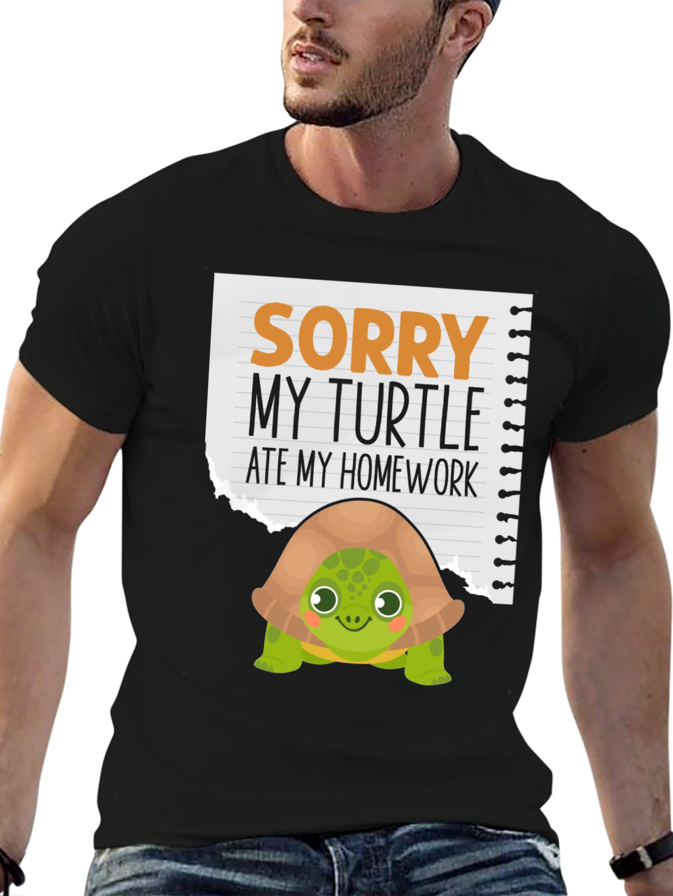 Black Turtle Ate My Homework T-Shirt view 6