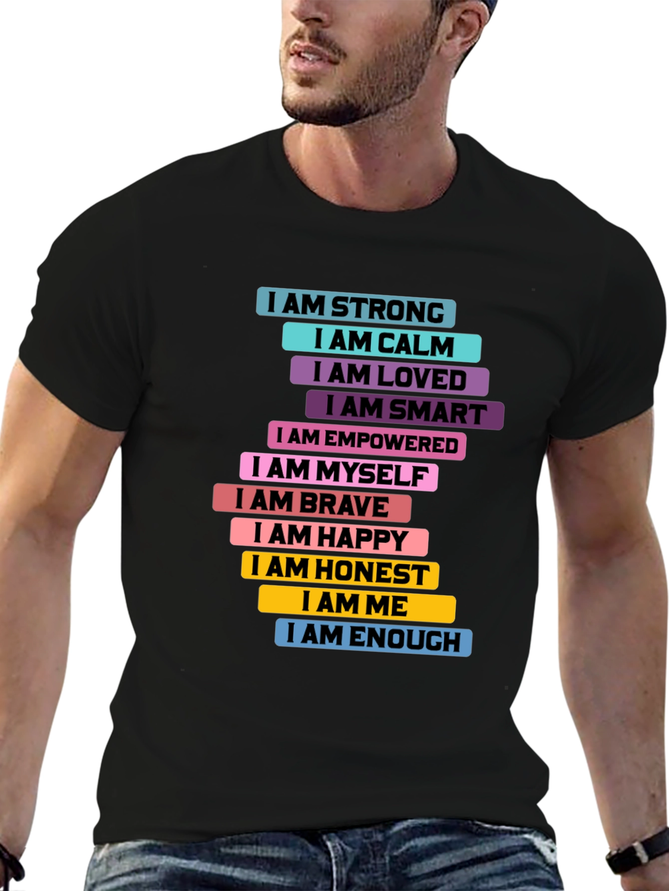 Black Inspirational "I AM" T-Shirt - Positive Affirmations view 6