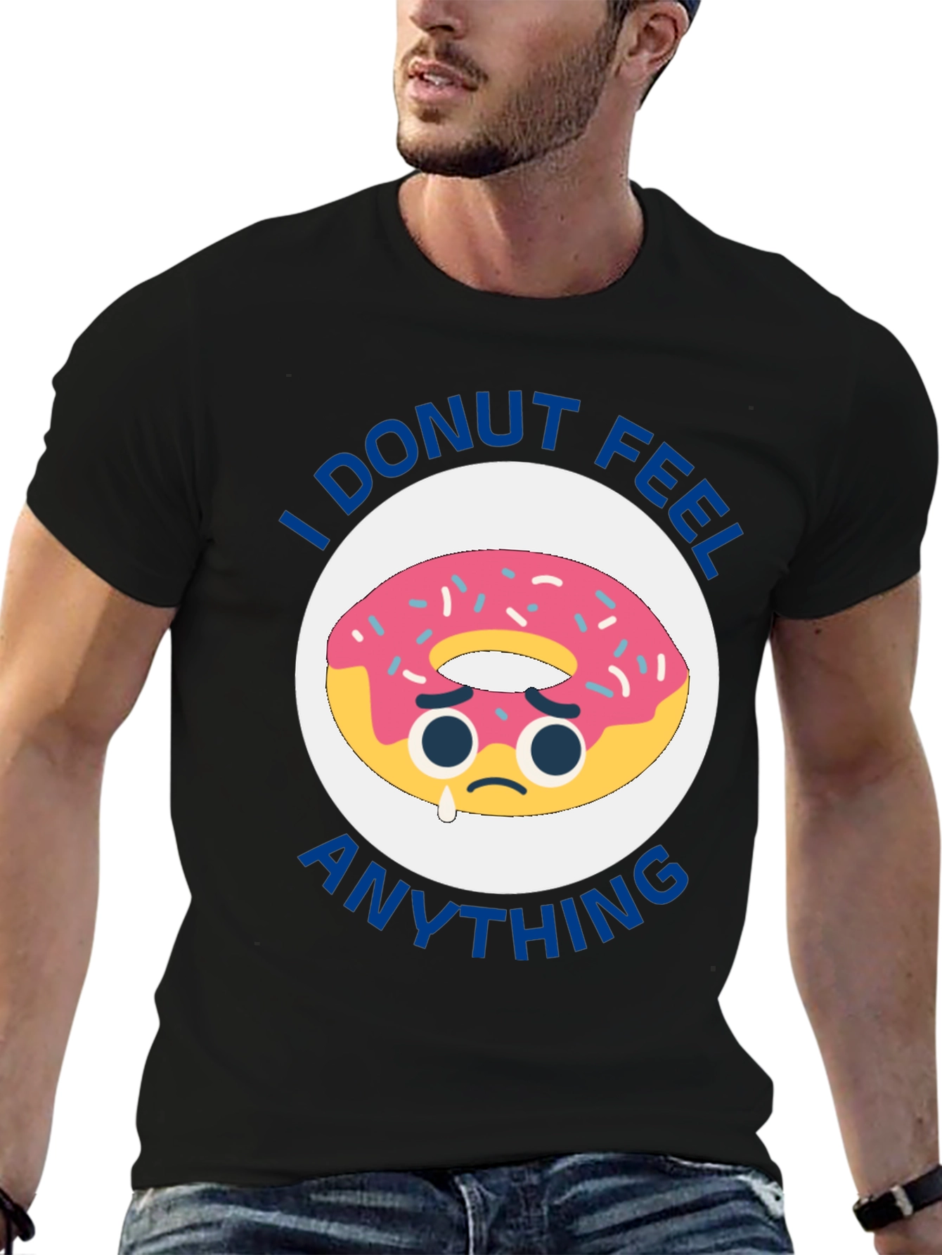 Black I Donut Feel Anything Funny T-Shirt view 6
