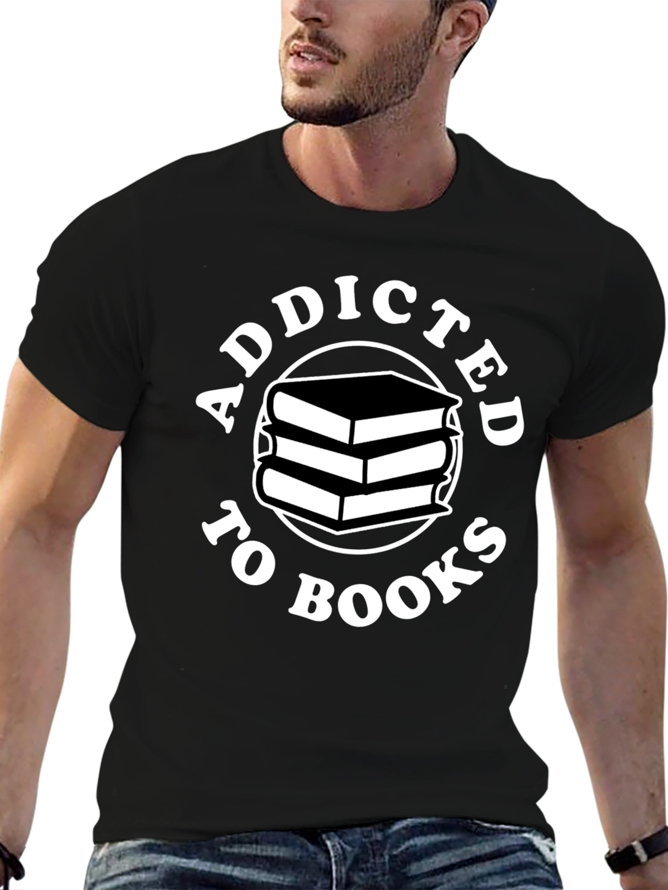 Black Addicted to Books T-Shirt view 6