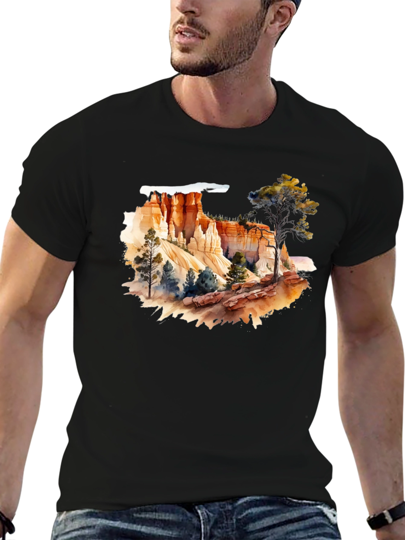 Black Bryce Canyon Watercolor Graphic Tee - Black view 6