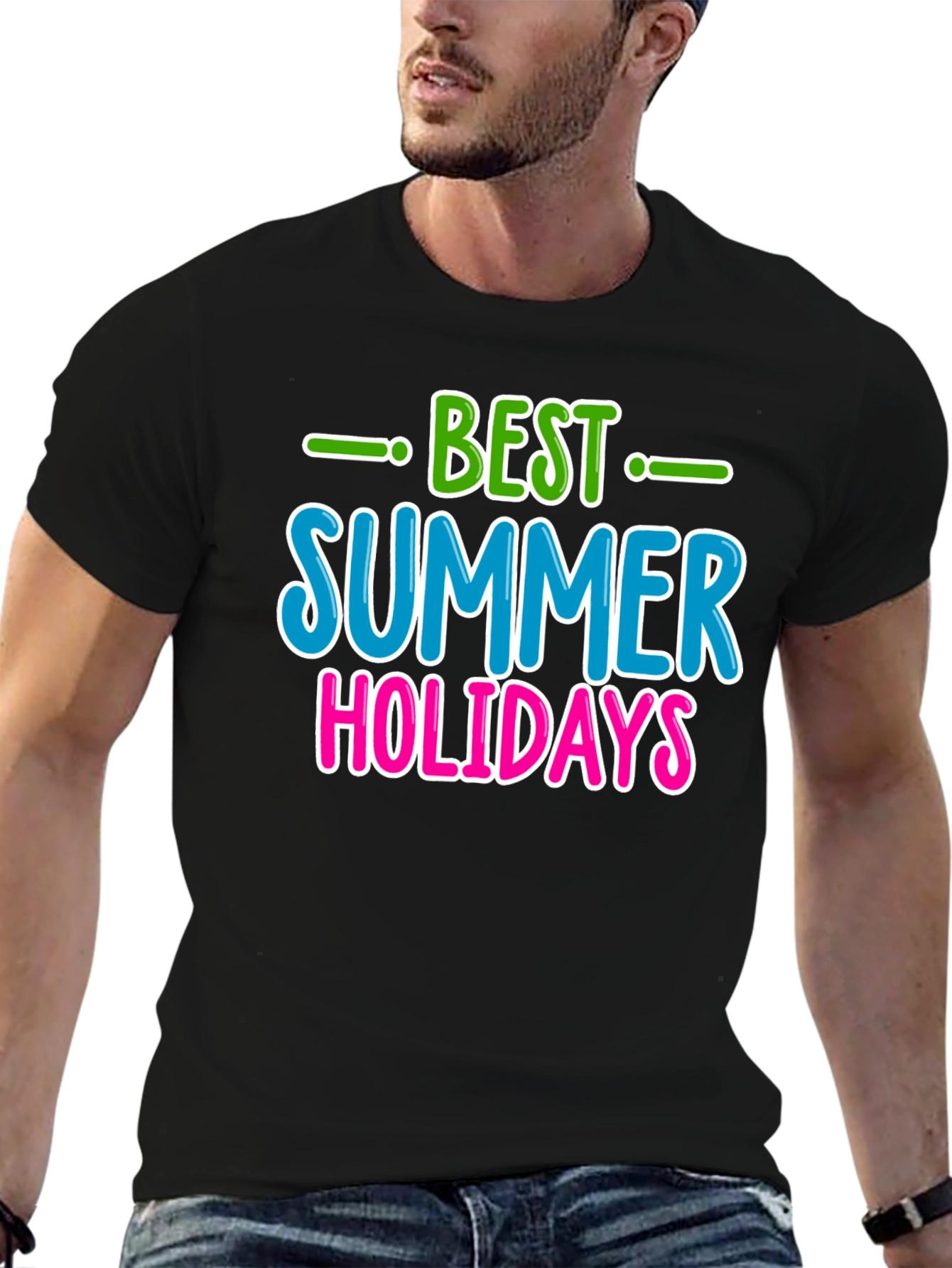 Black Best Summer Holidays Graphic Tee view 6