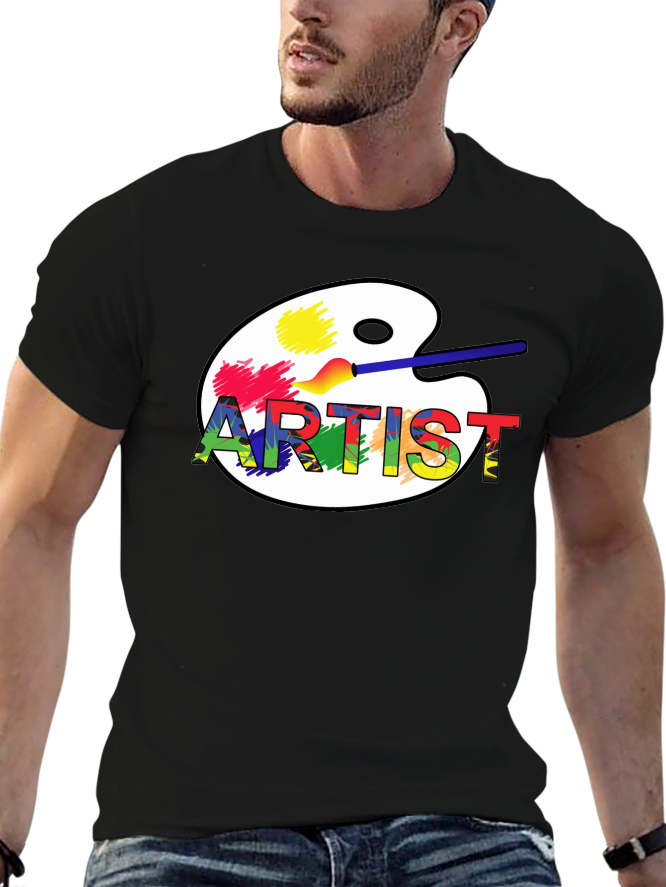 Black Artist Palette Graphic T-Shirt - Black view 6
