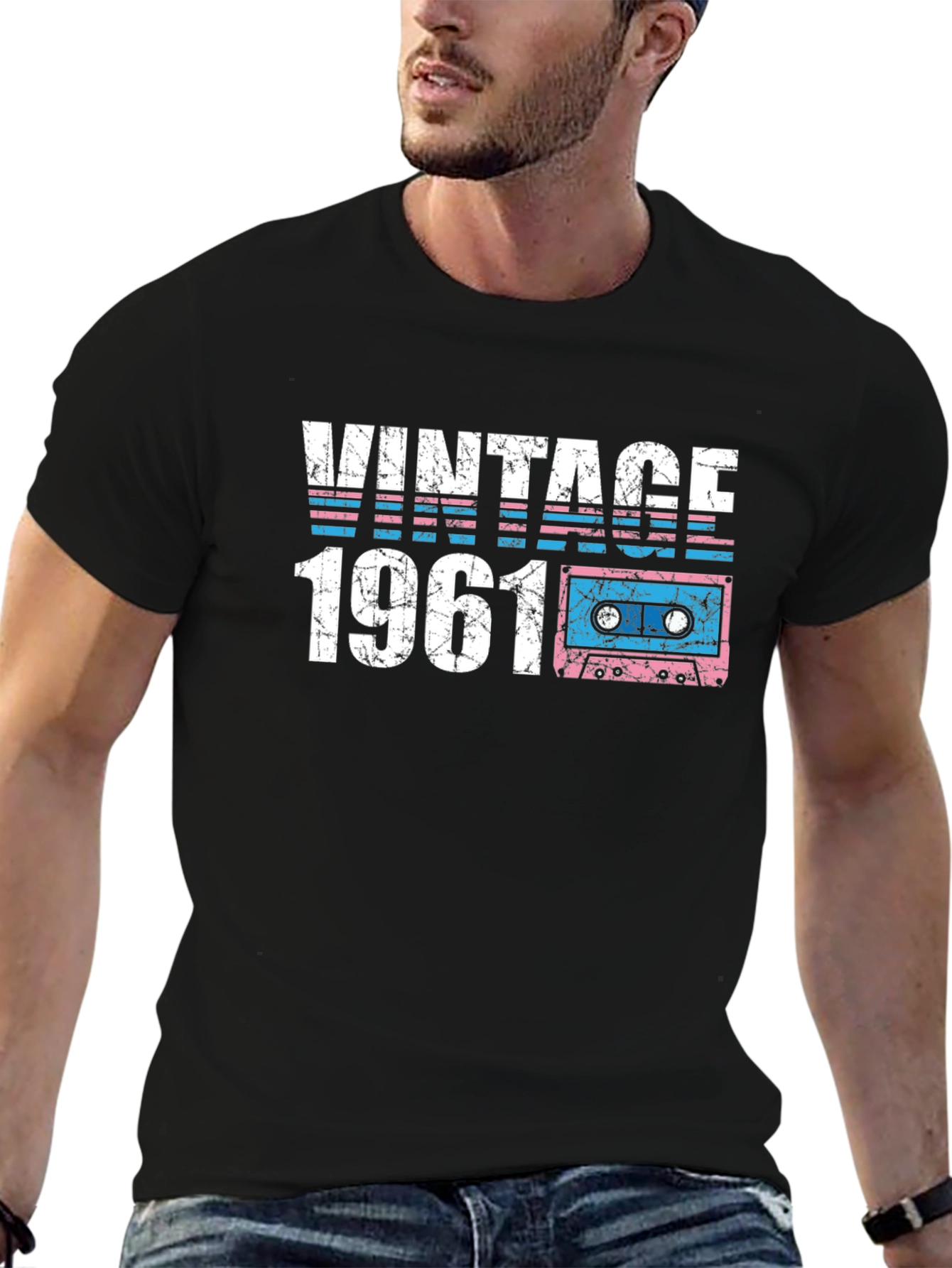 Black Vintage 1961 Cassette Tape T-Shirt view 6