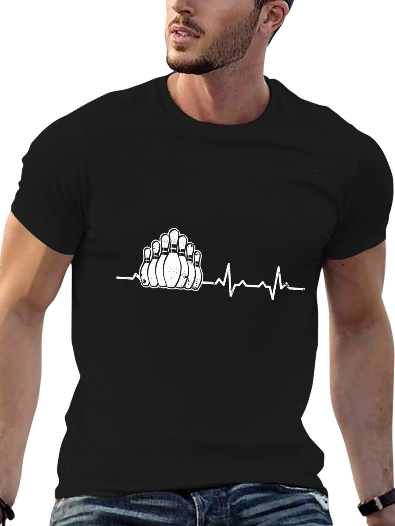 Black Bowling Heartbeat T-Shirt - Strike Life Tee view 6