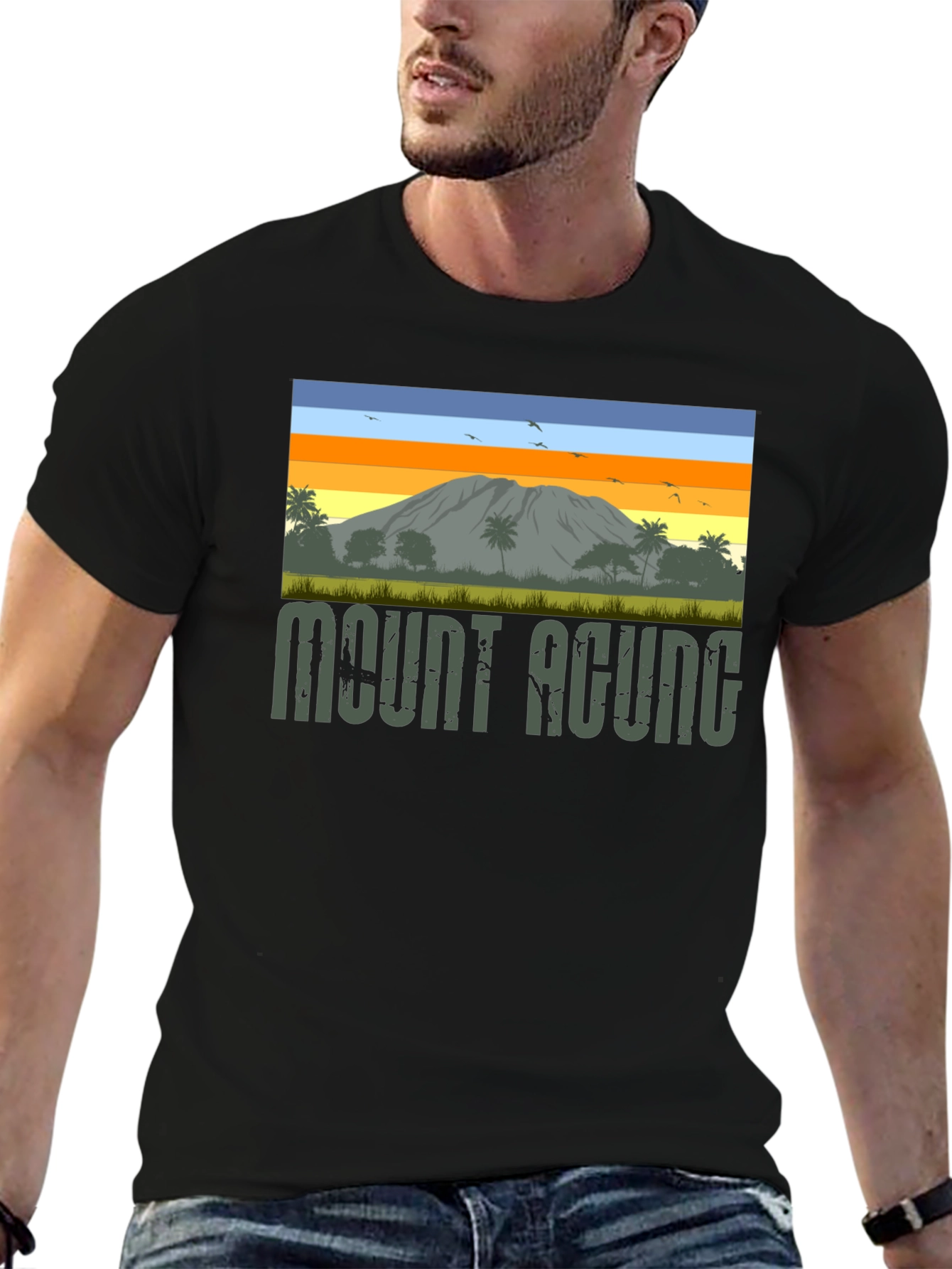 Black Mount Agung Graphic Tee - Nature Inspired T-Shirt view 6