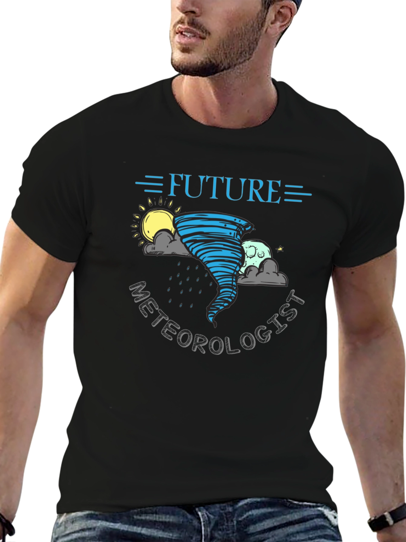 Black Future Meteorologist T-Shirt - Weather Science Tee view 6