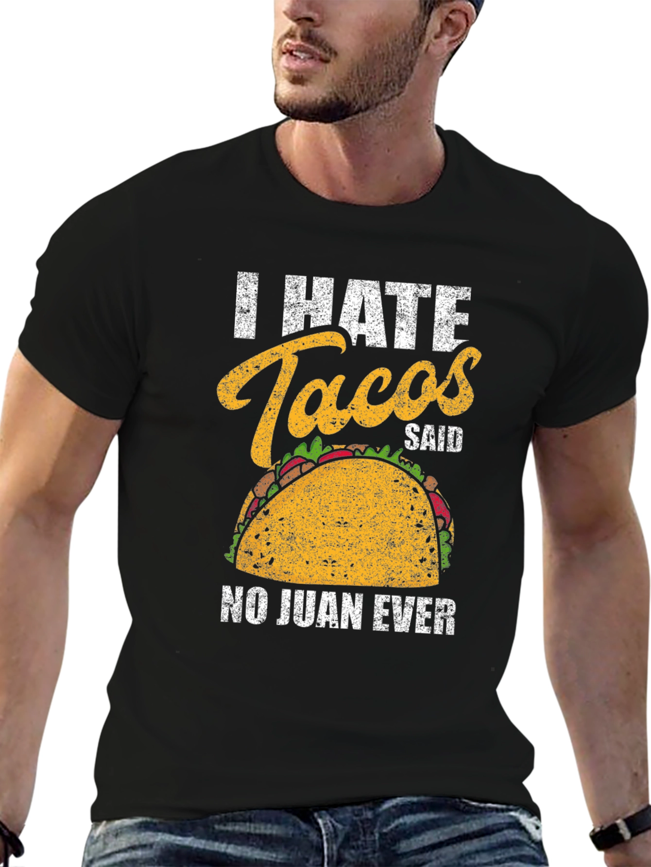 Black I Hate Tacos T-Shirt - Funny Taco Lover Tee view 6