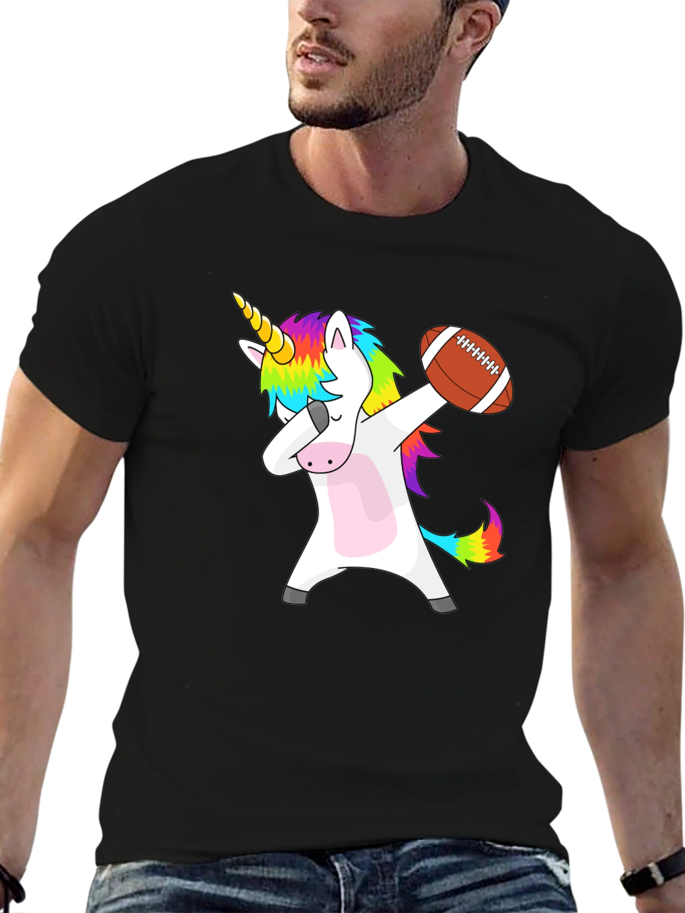 Black Unicorn Football Dab T-Shirt - Fun & Unique Graphic Tee view 6