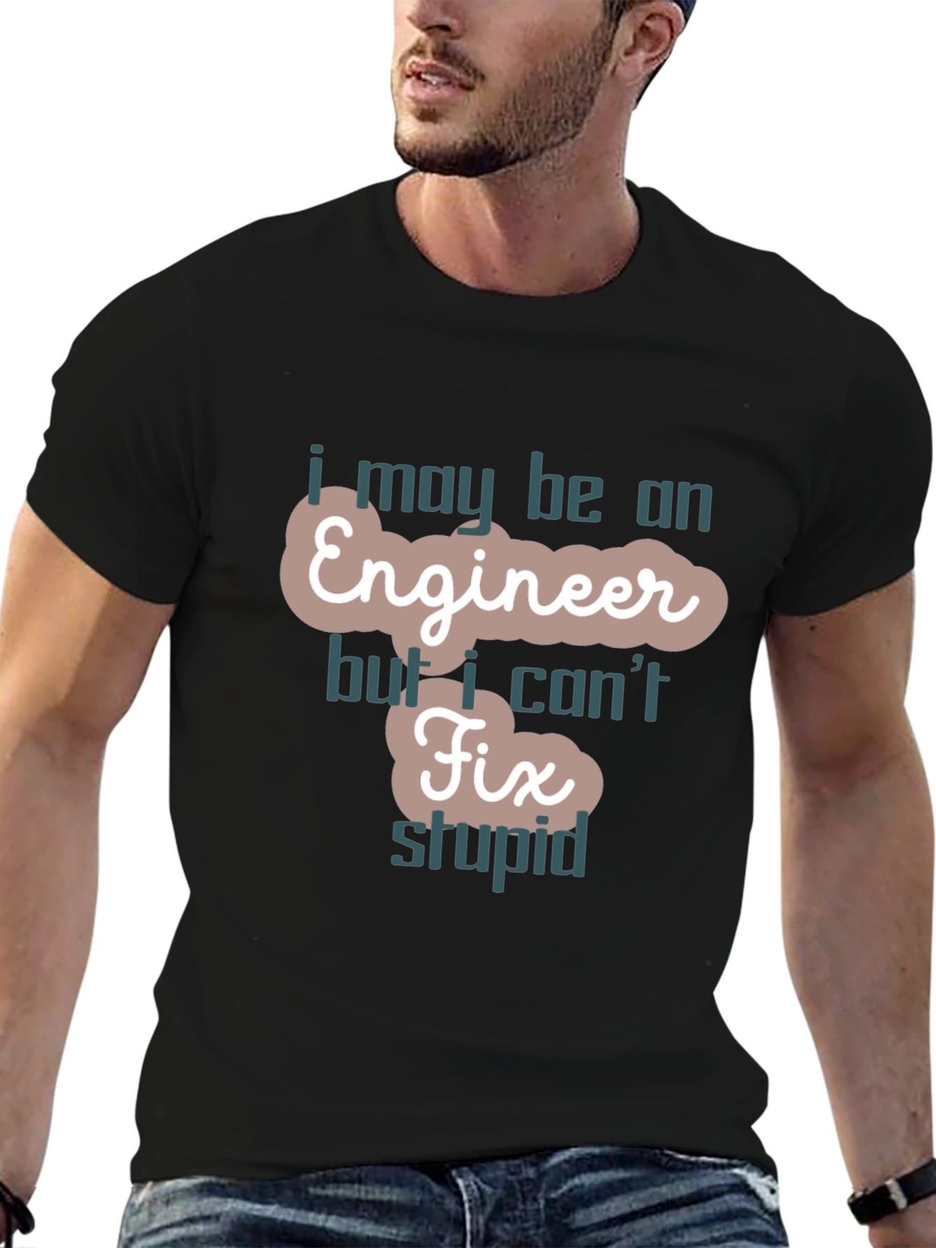 Black Engineer Fix Stupid Funny T-Shirt view 6