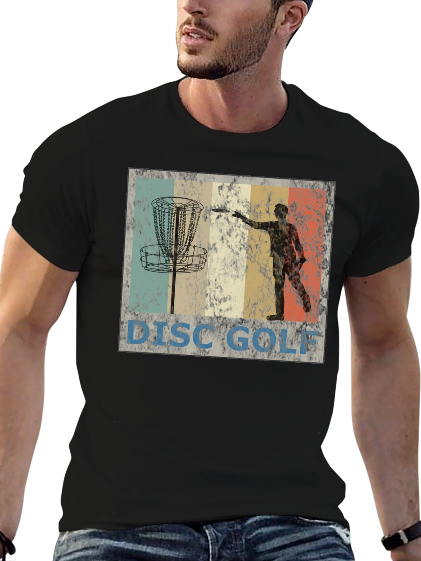 Black Vintage Disc Golf T-Shirt - Retro Style view 6