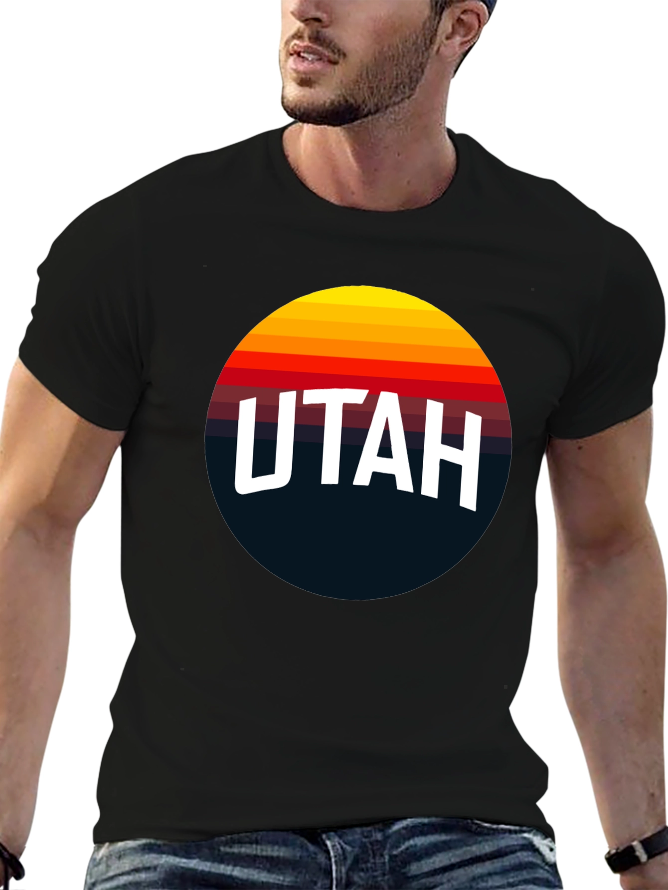 Black Retro Utah Graphic Tee - Classic Design T-Shirt view 6