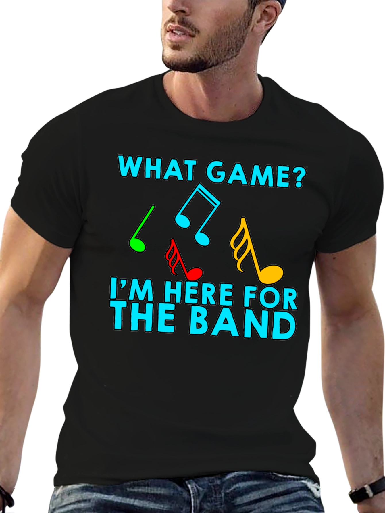 What Game? I'm Here For The Band Music Notes T-Shirt - 6