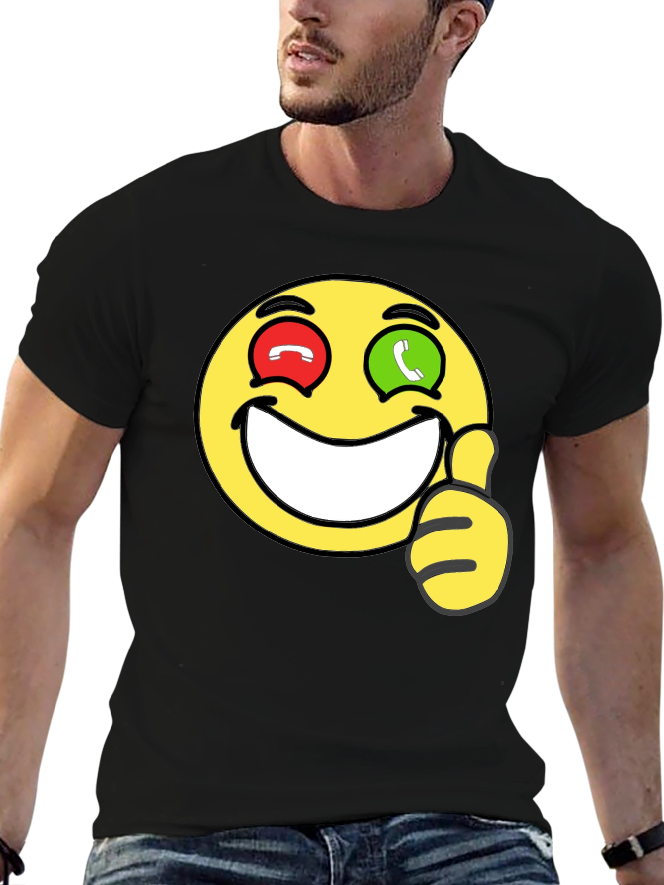 Black Emoji Thumbs Up T-Shirt - Funny Graphic Tee view 6