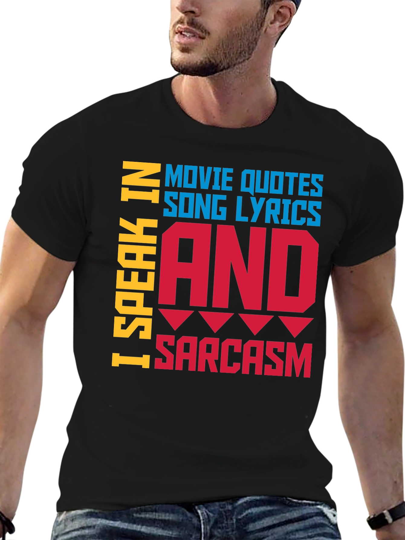 Black Speak In Movie Quotes, Song Lyrics & Sarcasm T-Shirt view 6