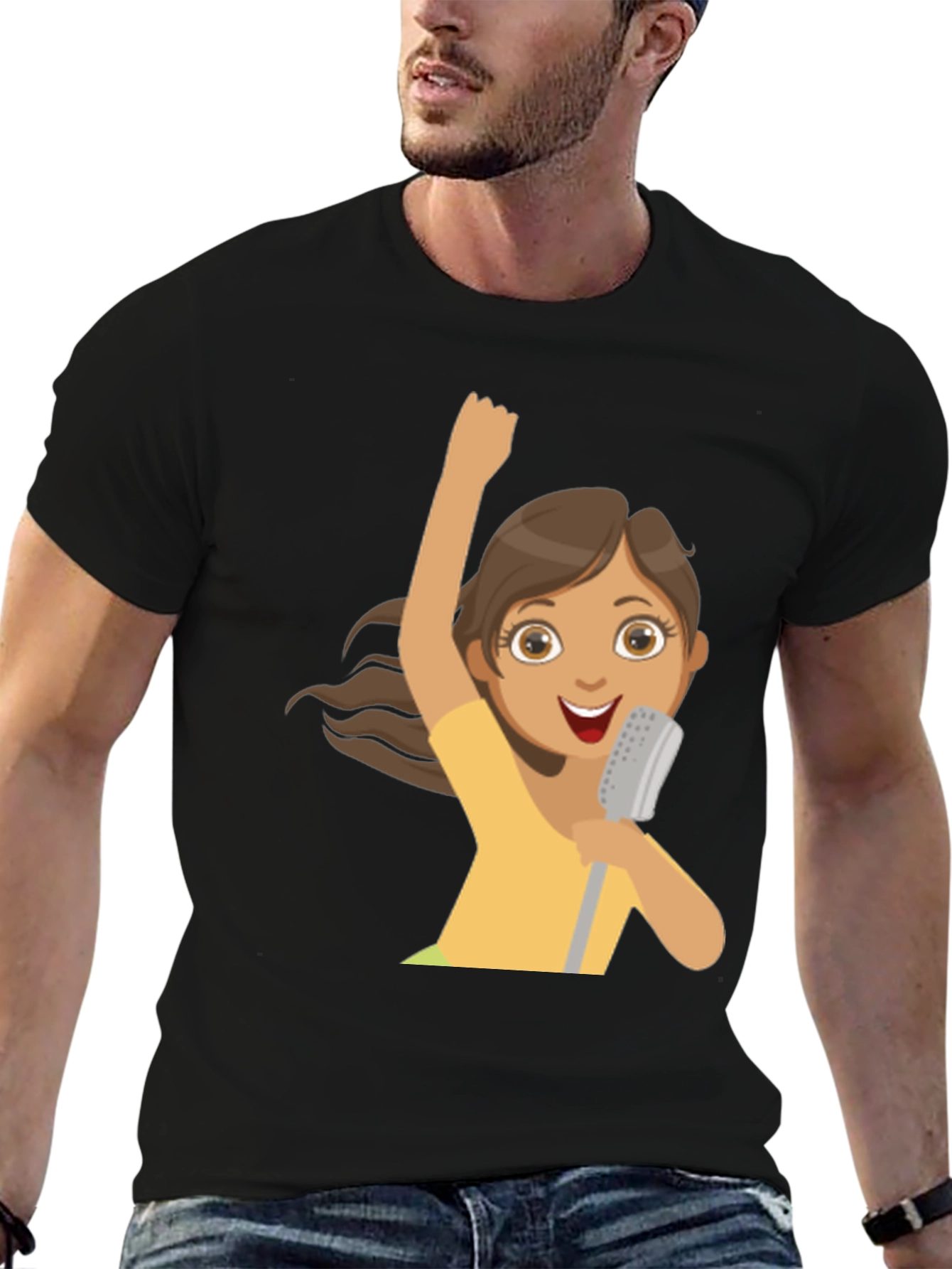 Black Singing Girl Graphic Tee - Fun and Stylish! view 6