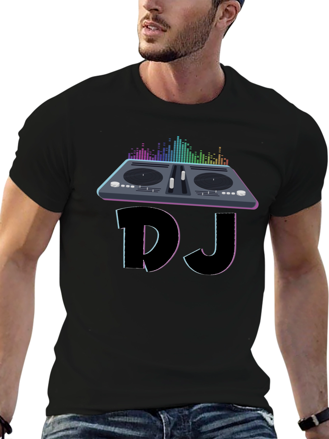 Black DJ Turntable Graphic Tee - Music Lover T-Shirt view 6