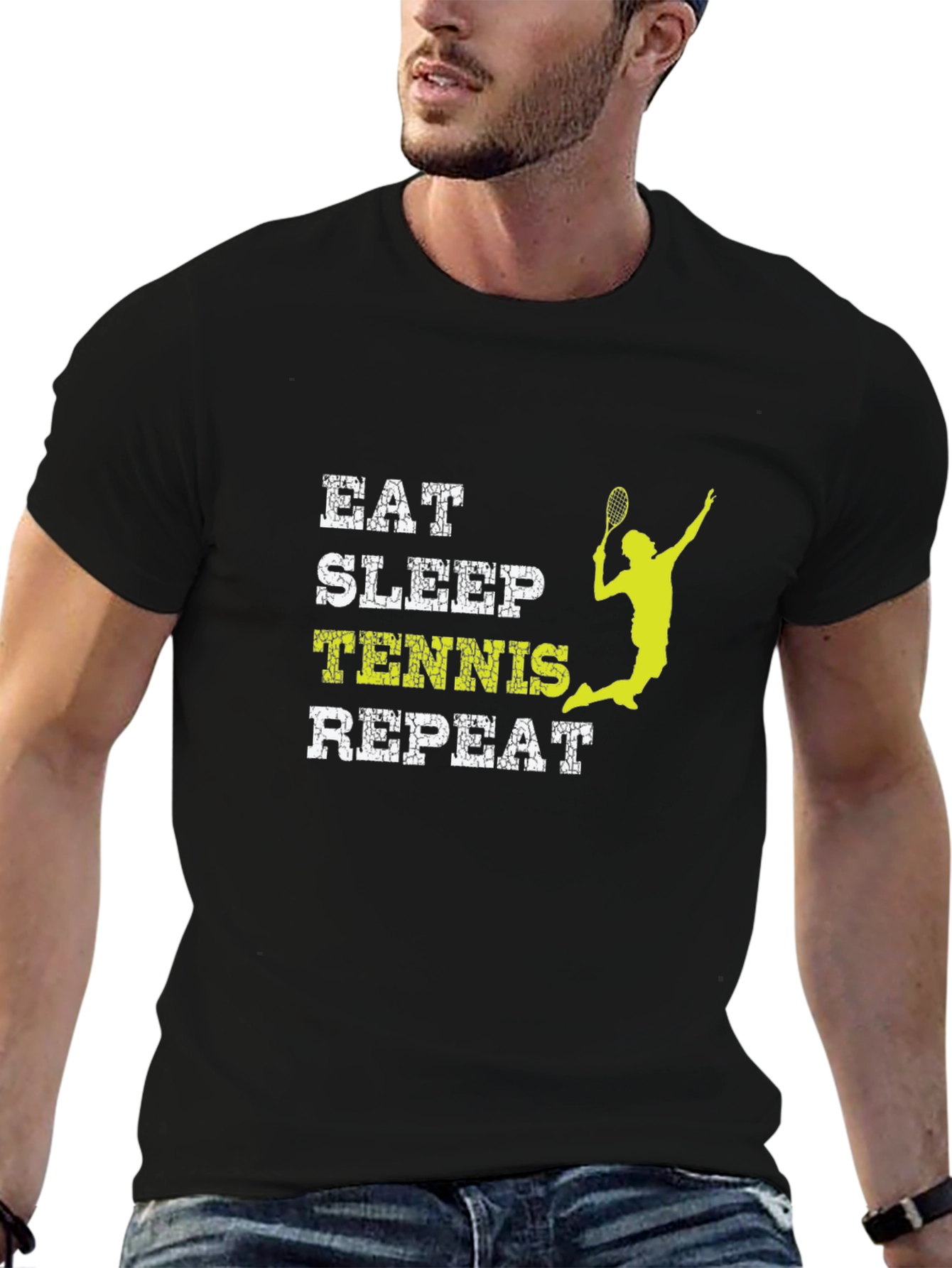 Eat Sleep Tennis Repeat Black T-Shirt - 6