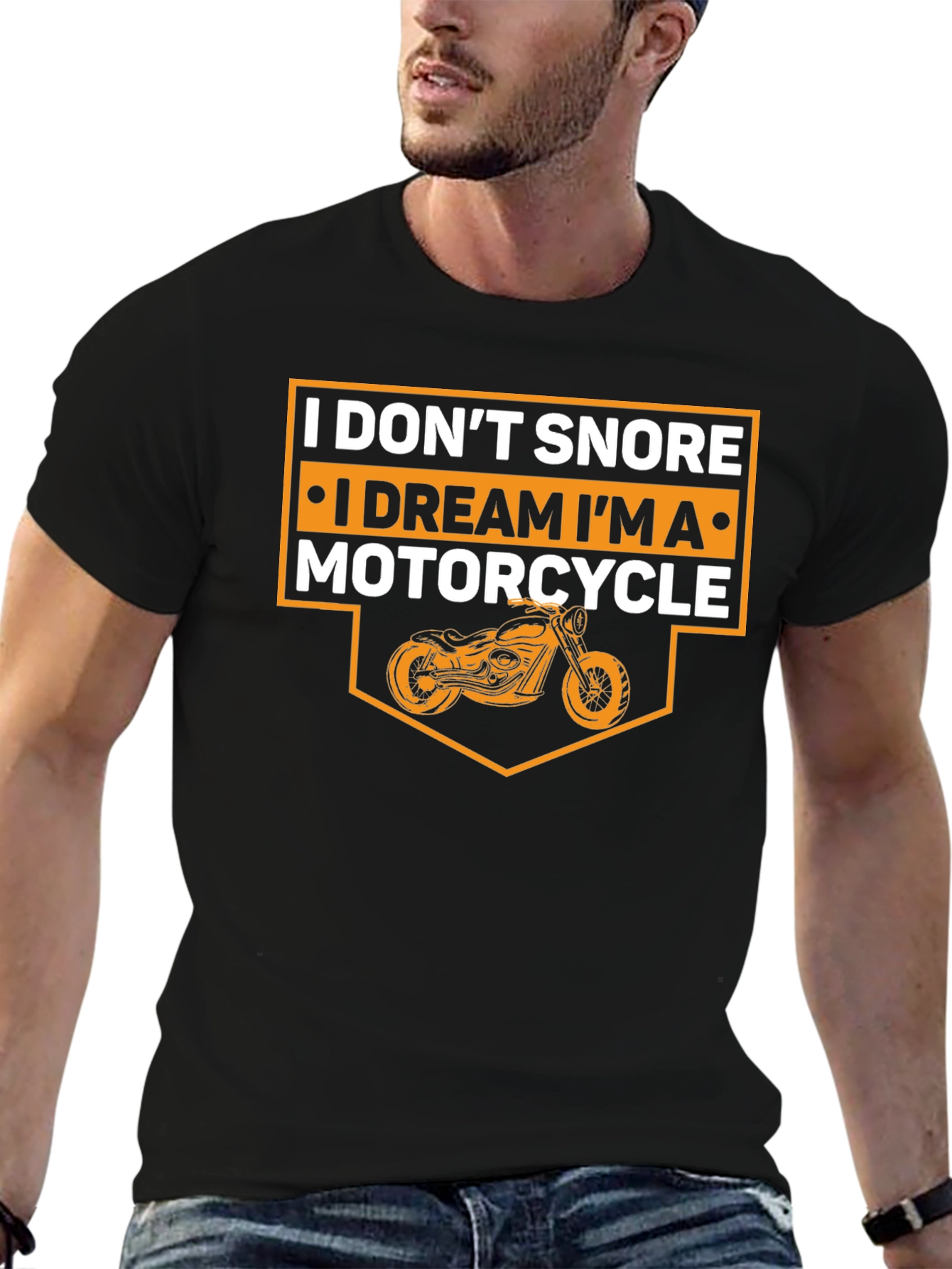 Black I Don't Snore I Dream Motorcycle Graphic Tee view 6