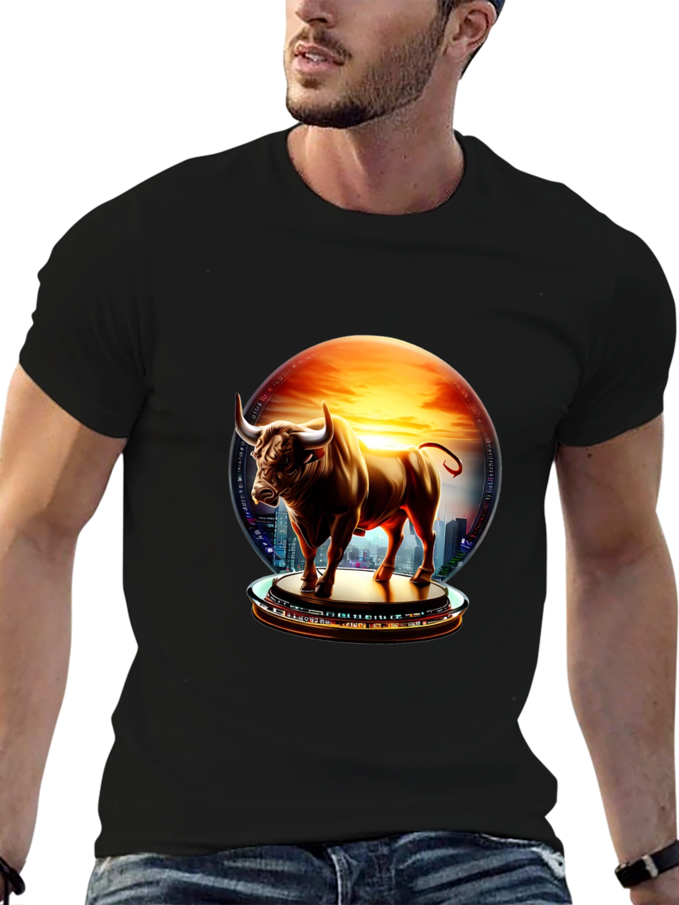 Black Bull Cityscape Graphic Tee view 6