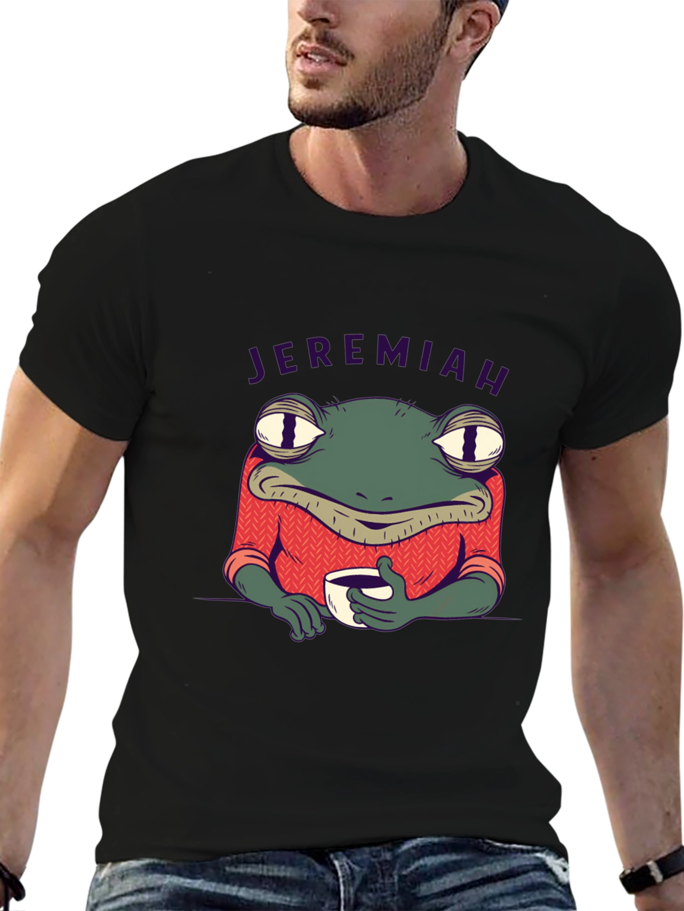 Black Jeremiah Frog Coffee T-Shirt view 6