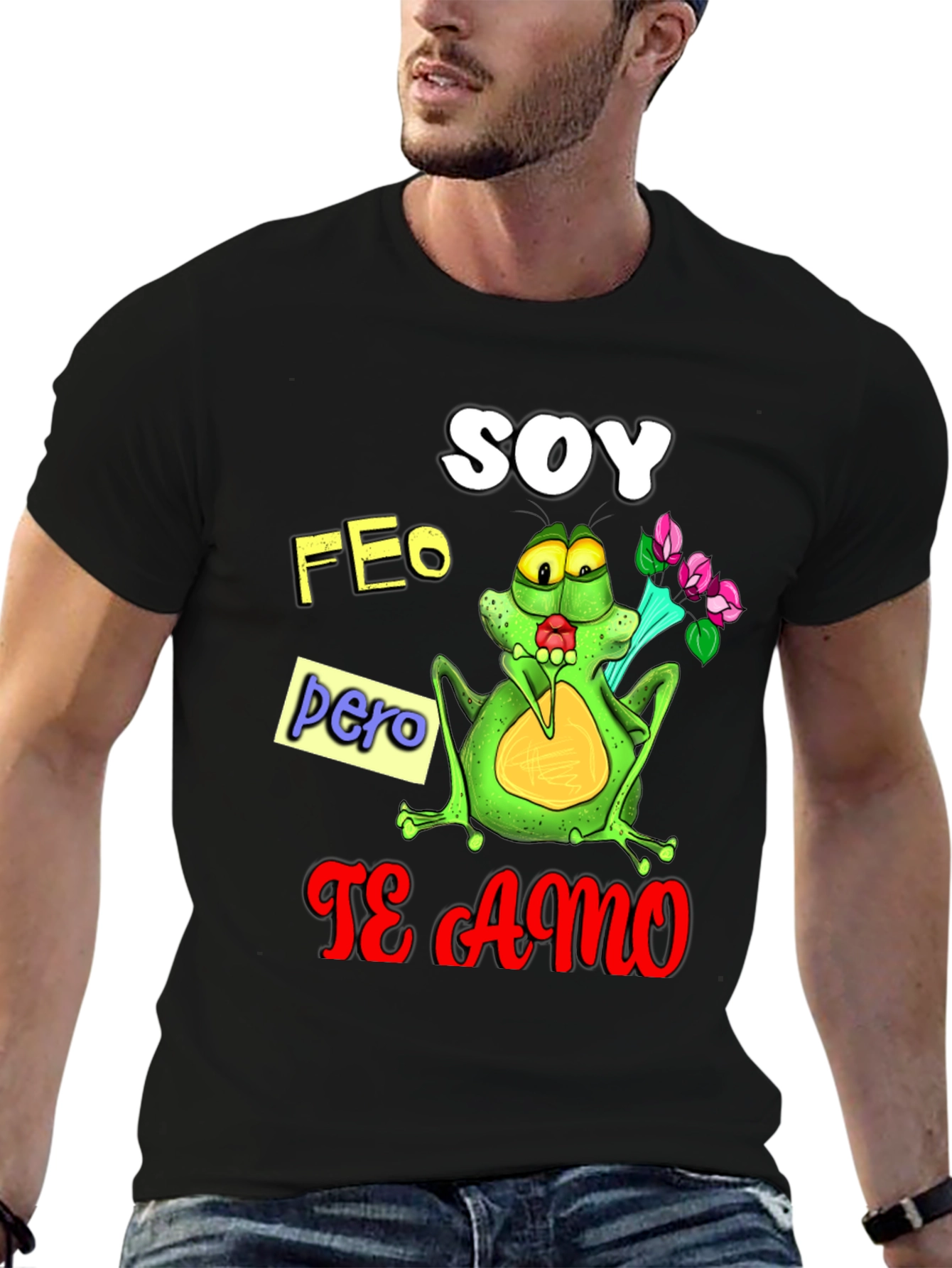 Black Soy Feo Pero Te Amo Frog Graphic Tee view 6