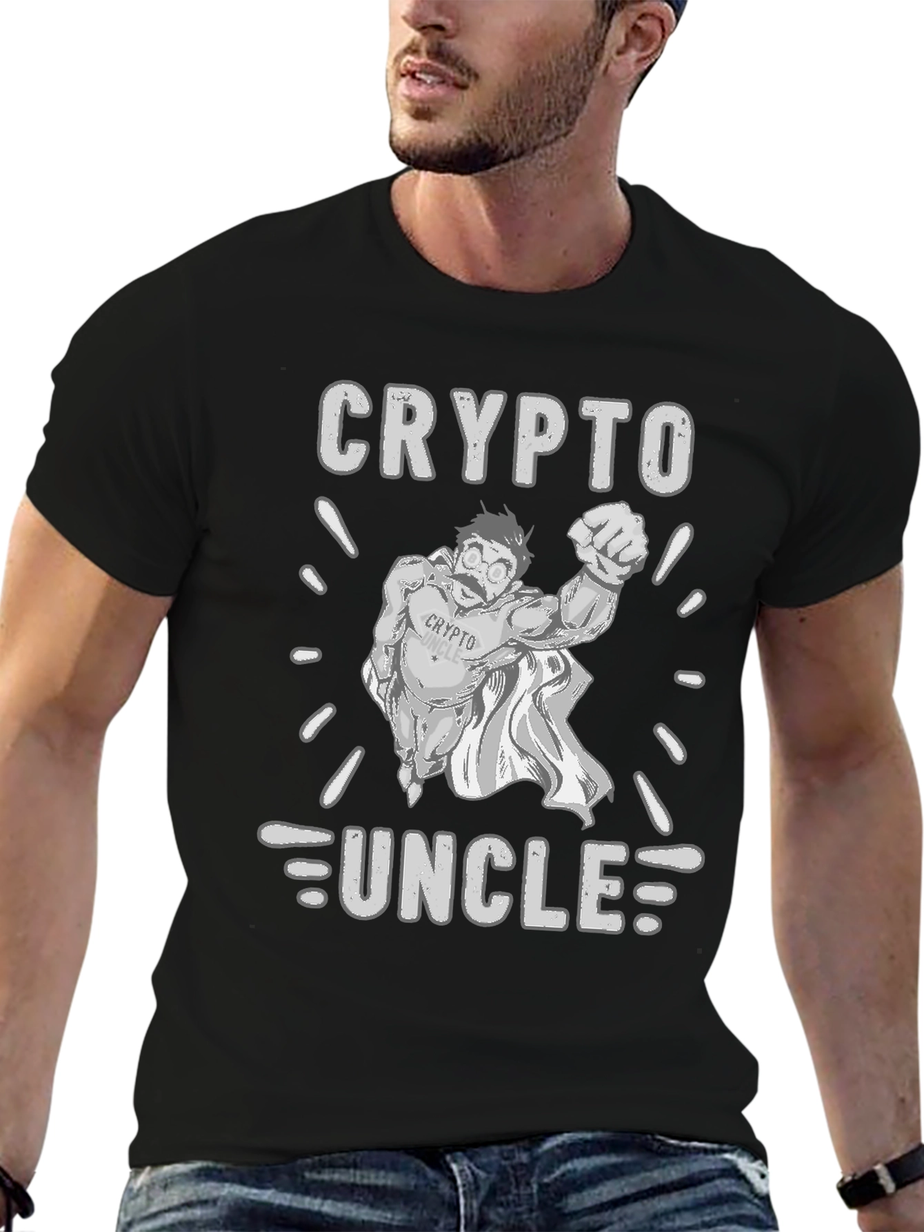 Black Crypto Uncle T-Shirt - Black Cotton Tee view 6