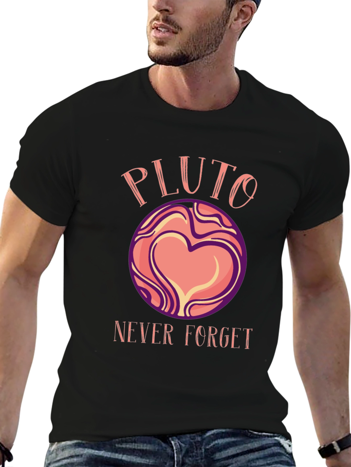 Black Pluto Never Forget Graphic T-Shirt view 6