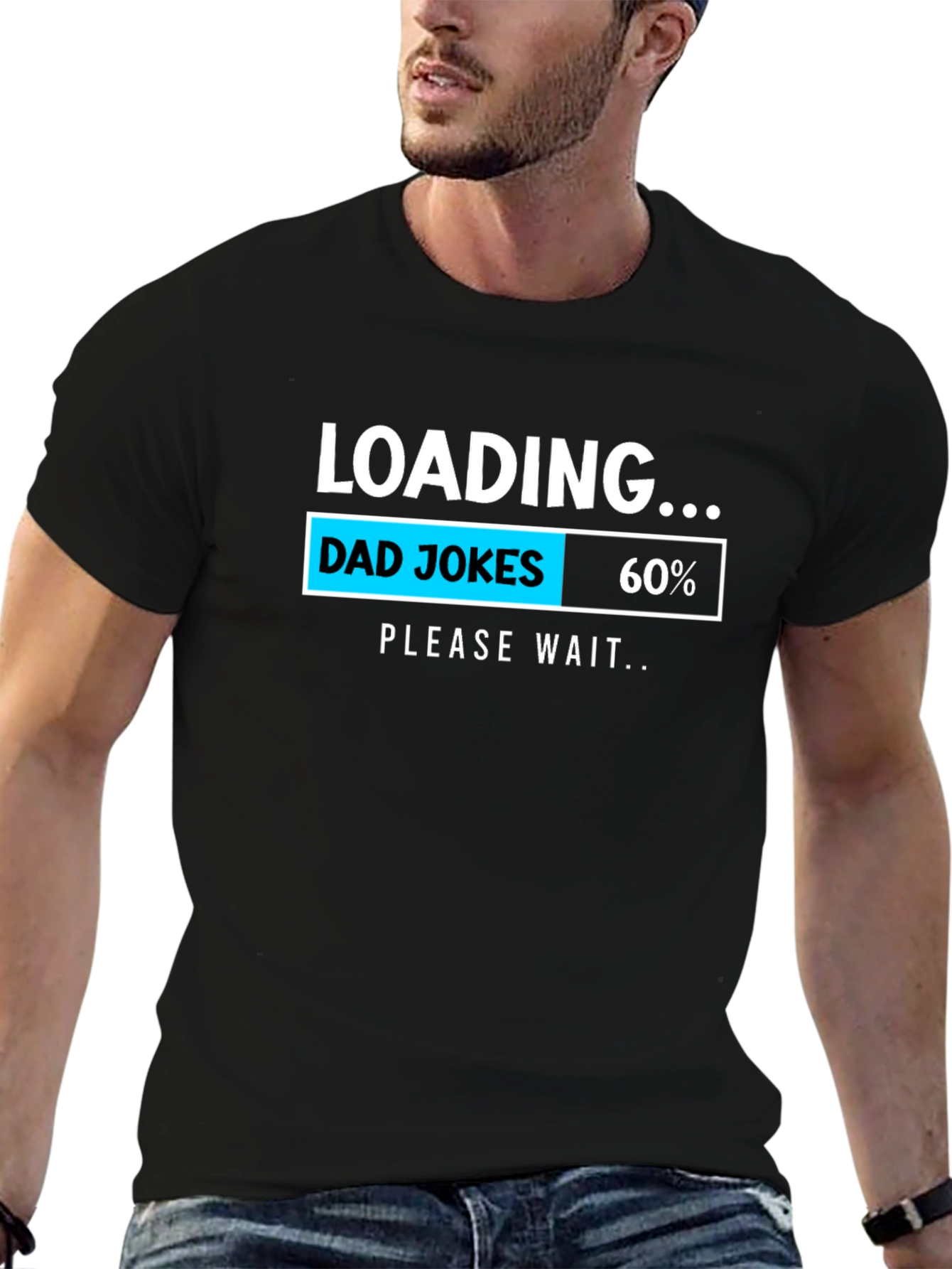 Black Dad Jokes Loading T-Shirt - 60% Complete! view 6