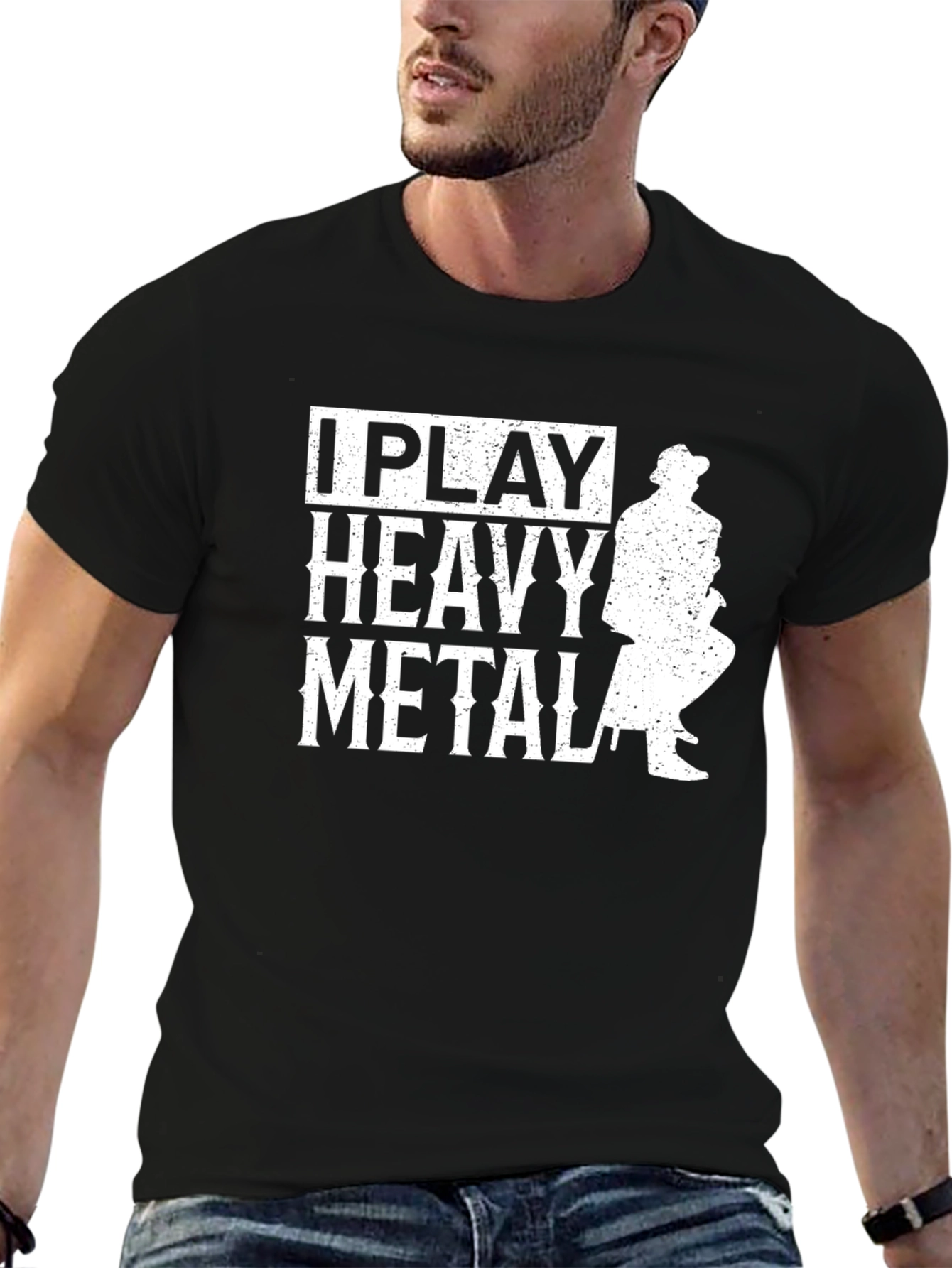 Black I Play Heavy Metal Graphic Tee - Black view 6