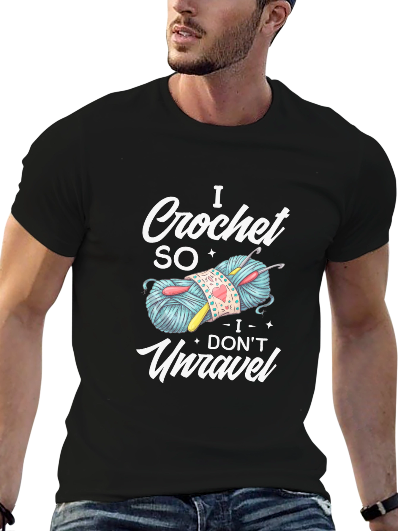 Black I Crochet So I Don't Unravel T-Shirt view 6