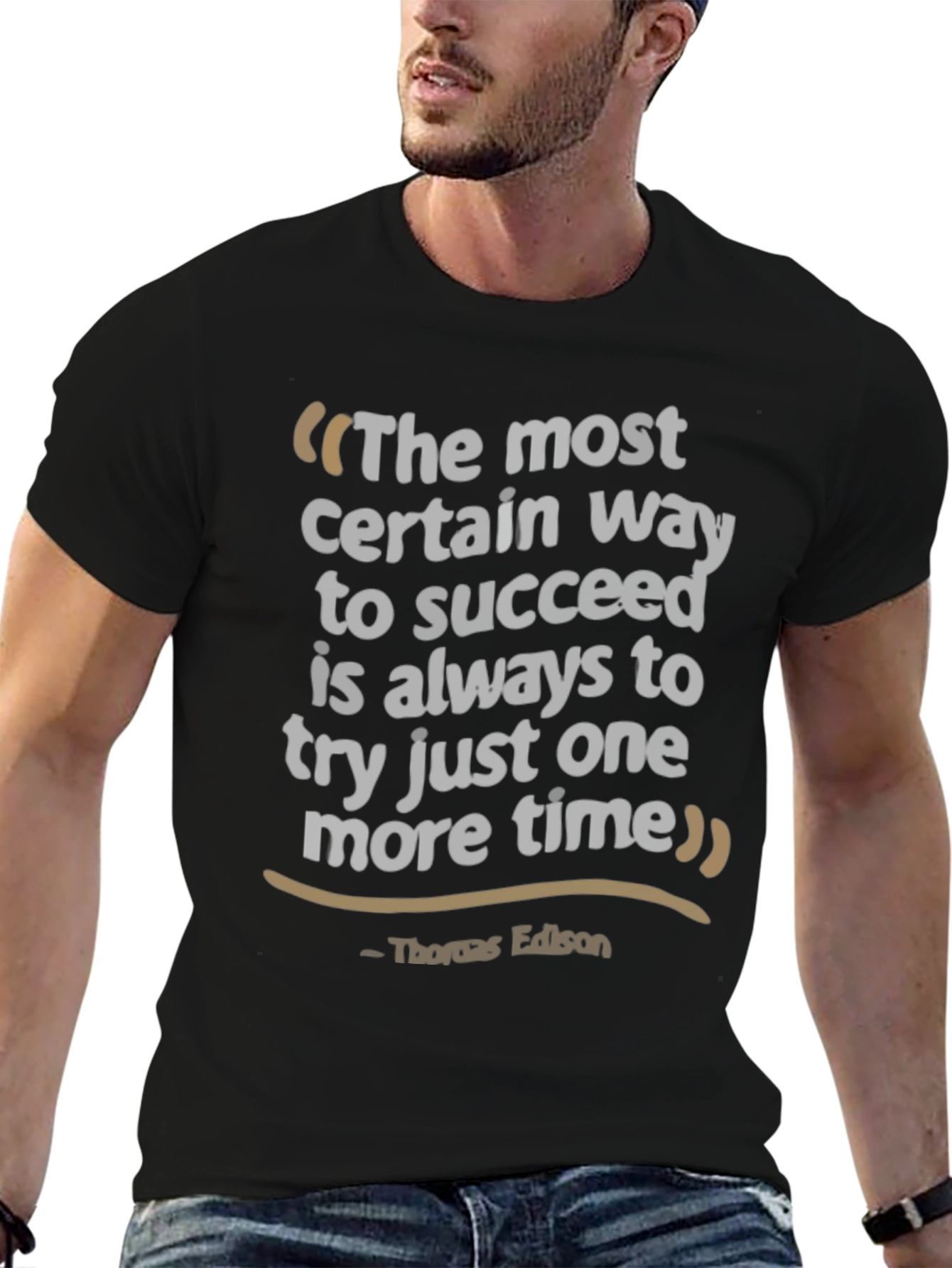Edison Quote Graphic T-Shirt - Never Give Up - 6