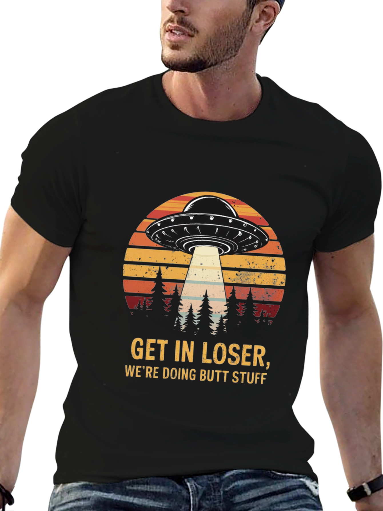 Black Get in Loser UFO T-Shirt view 6