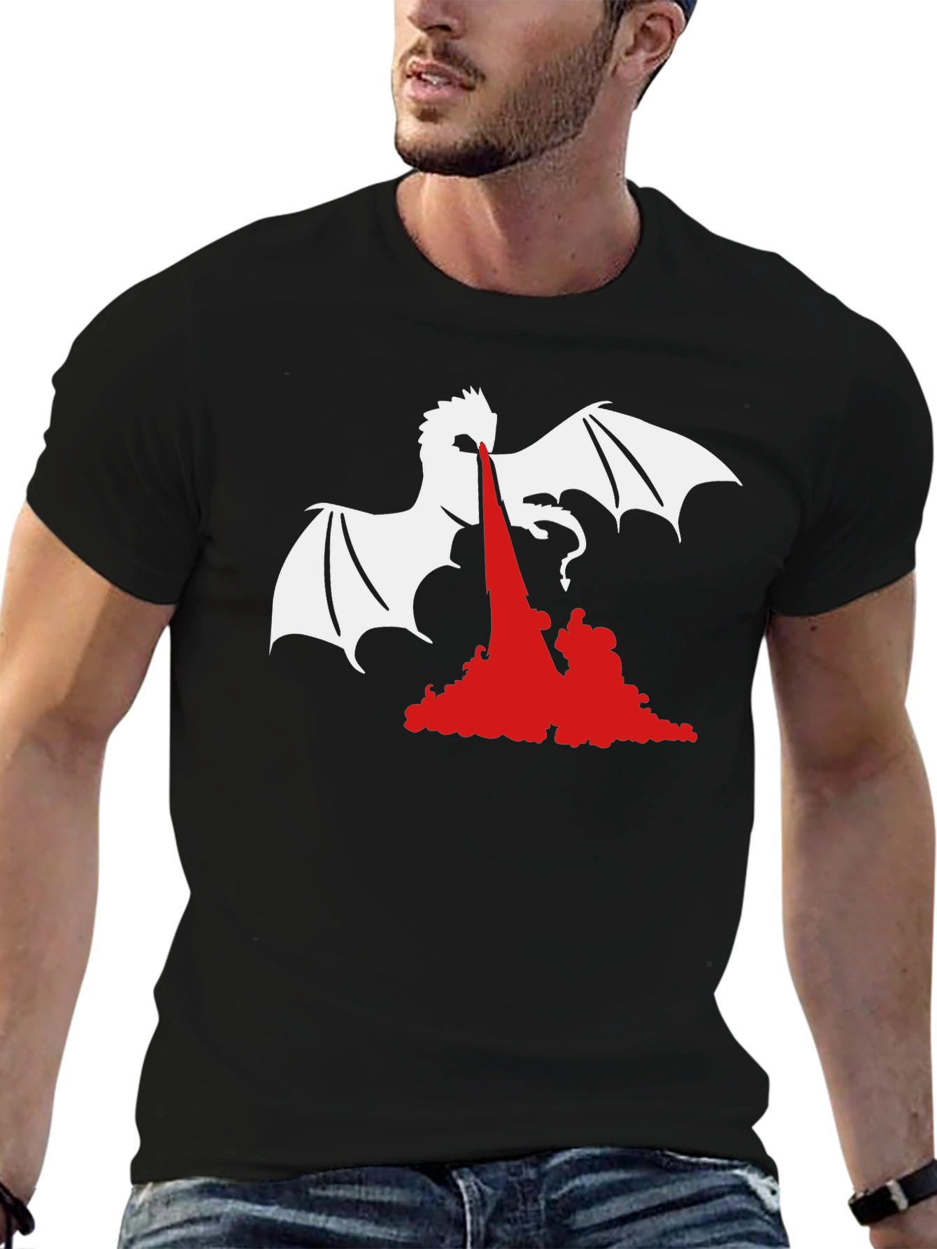 Black Dragon Fire Graphic Tee - Black view 6