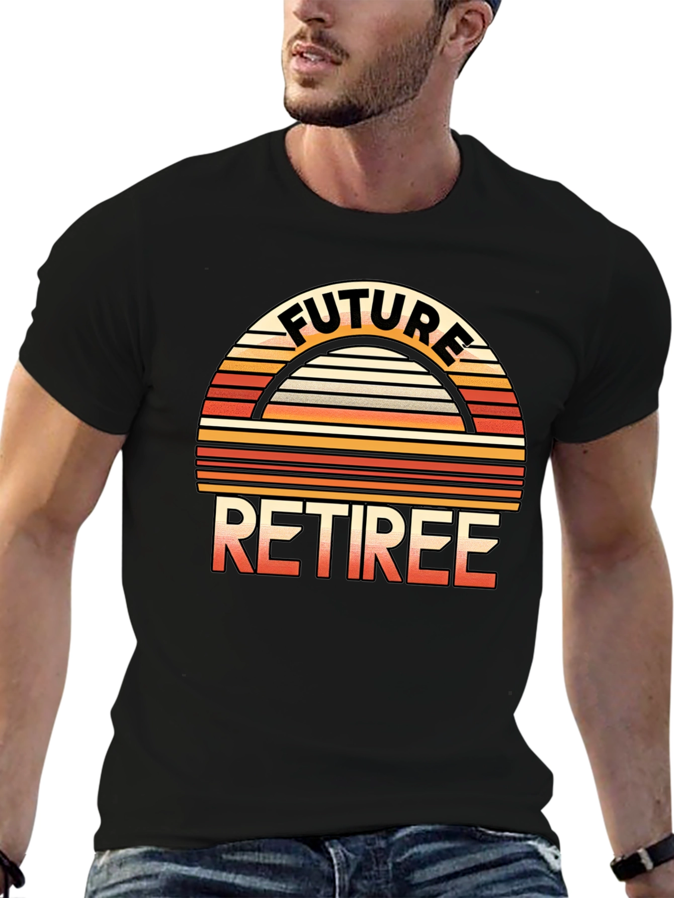 Black Future Retiree Graphic T-Shirt - Retro Style view 6