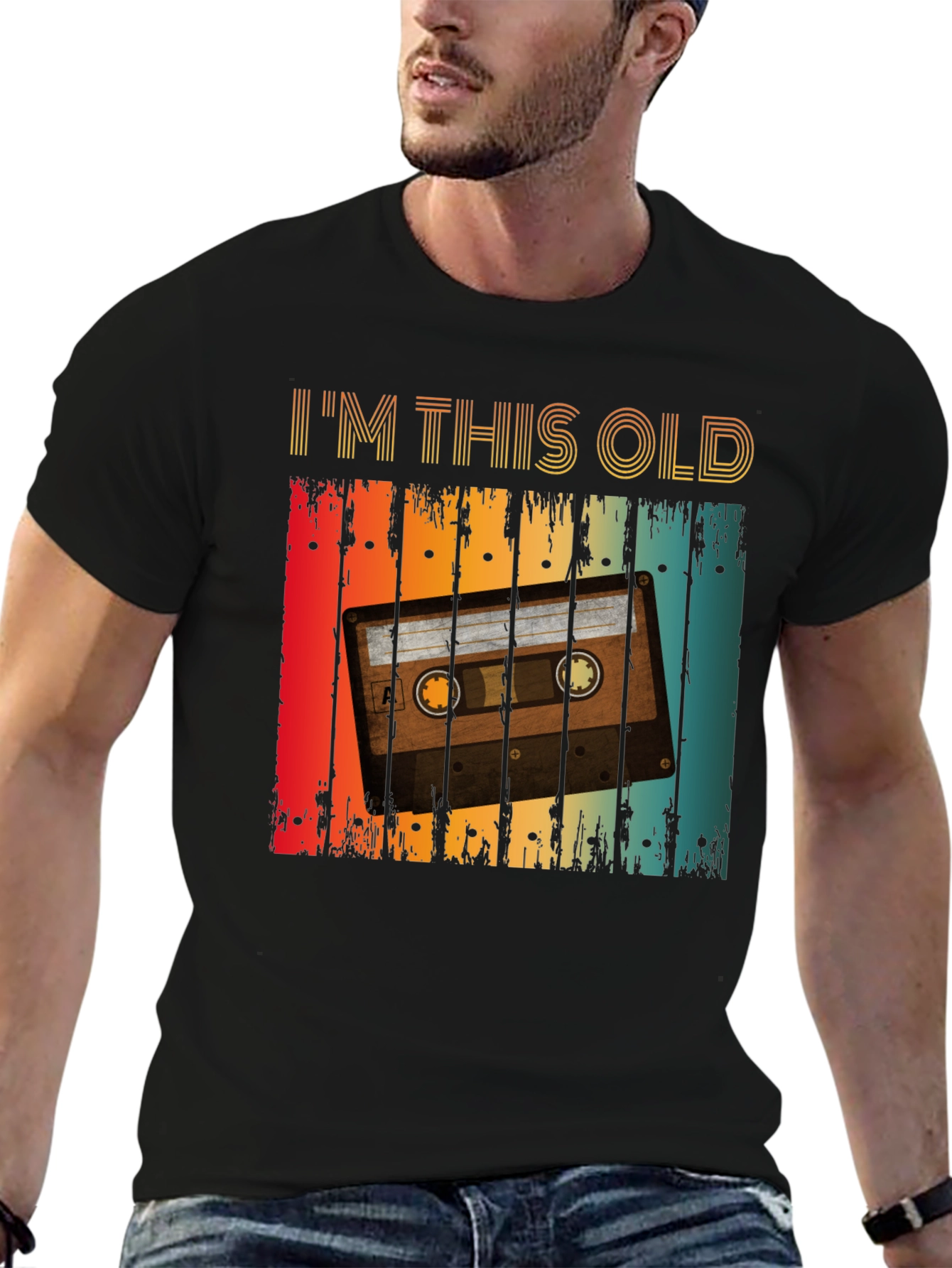 Black Retro Cassette Tape T-Shirt - I'm This Old view 6