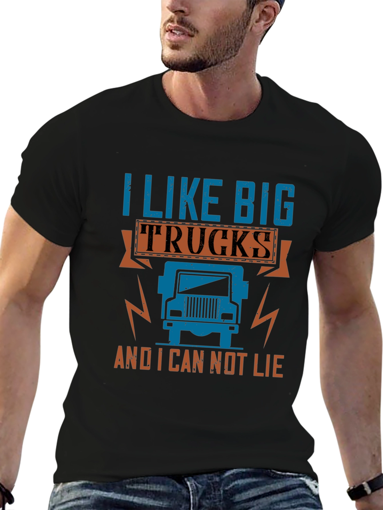 Black I Like Big Trucks T-Shirt - Novelty Graphic Tee view 6