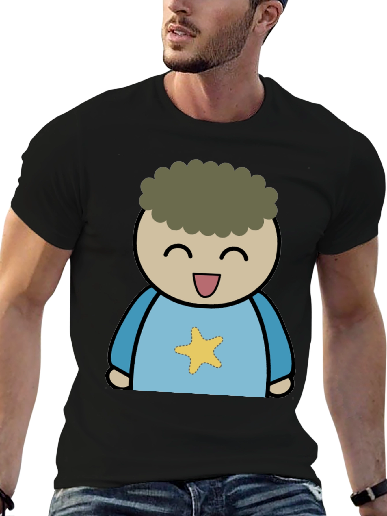 Black Cartoon Star T-Shirt view 6