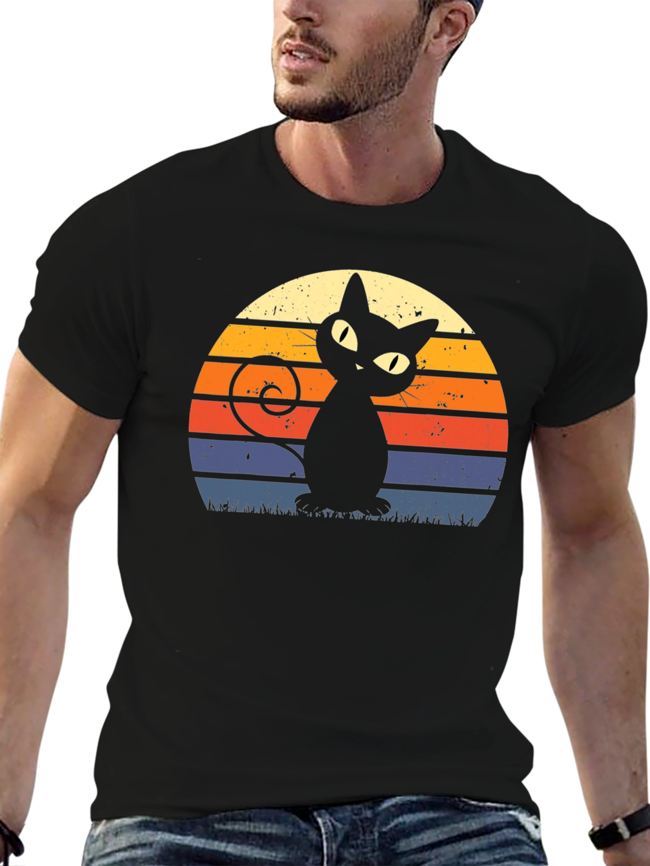 Black Retro Black Cat T-Shirt view 6