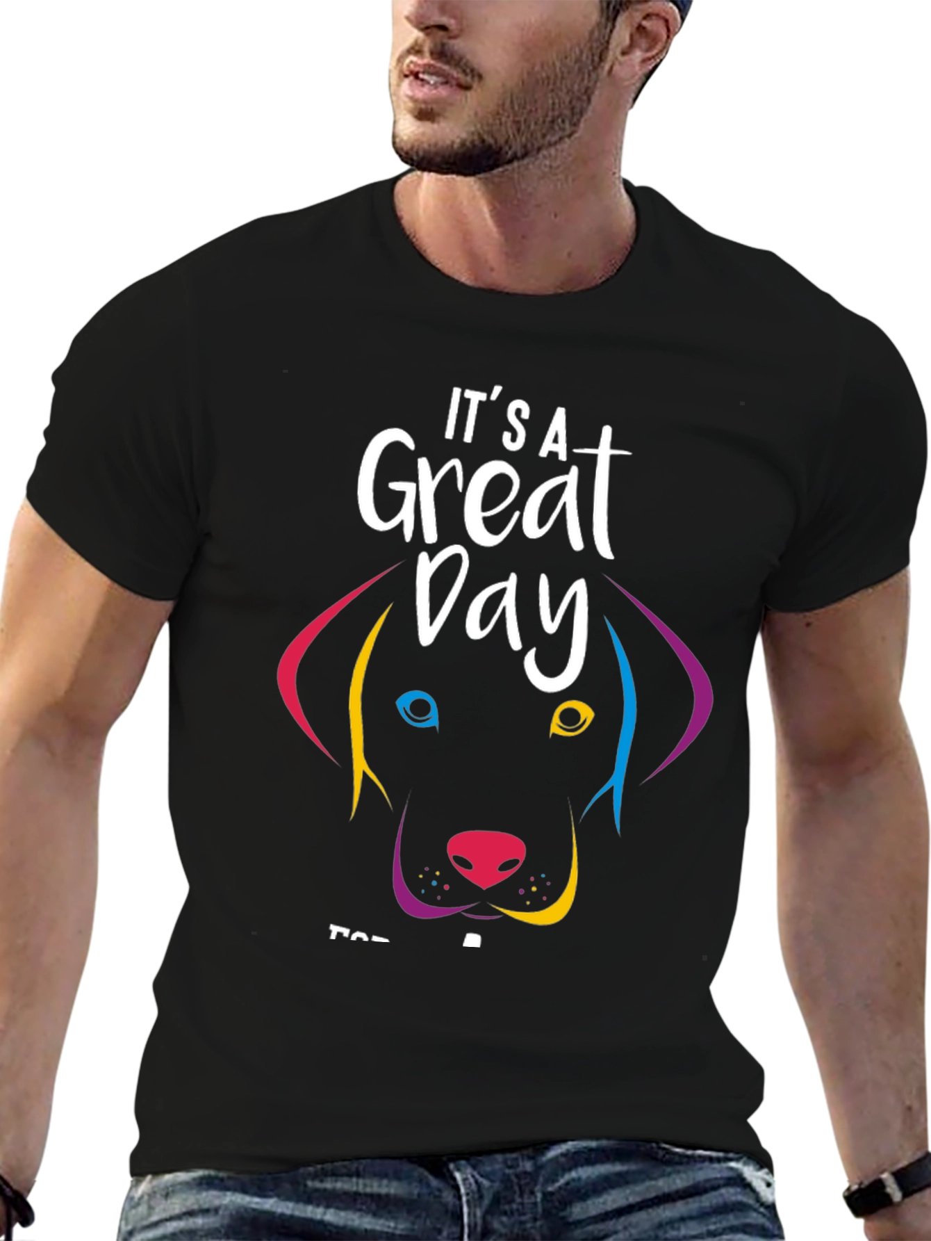 Black It's A Great Day Dog Graphic T-Shirt view 6