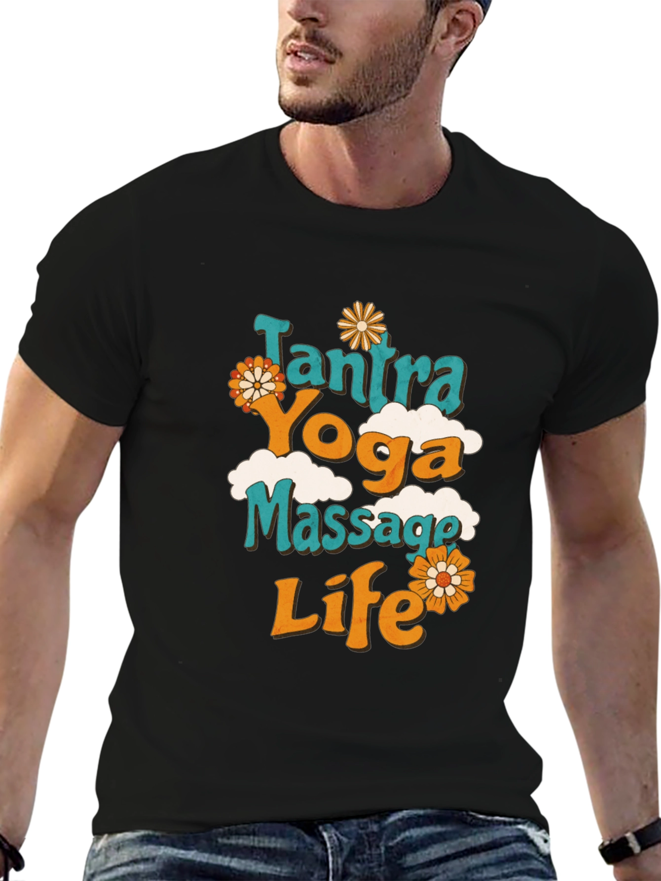 Black Tantra Yoga Massage Life Graphic Tee view 6