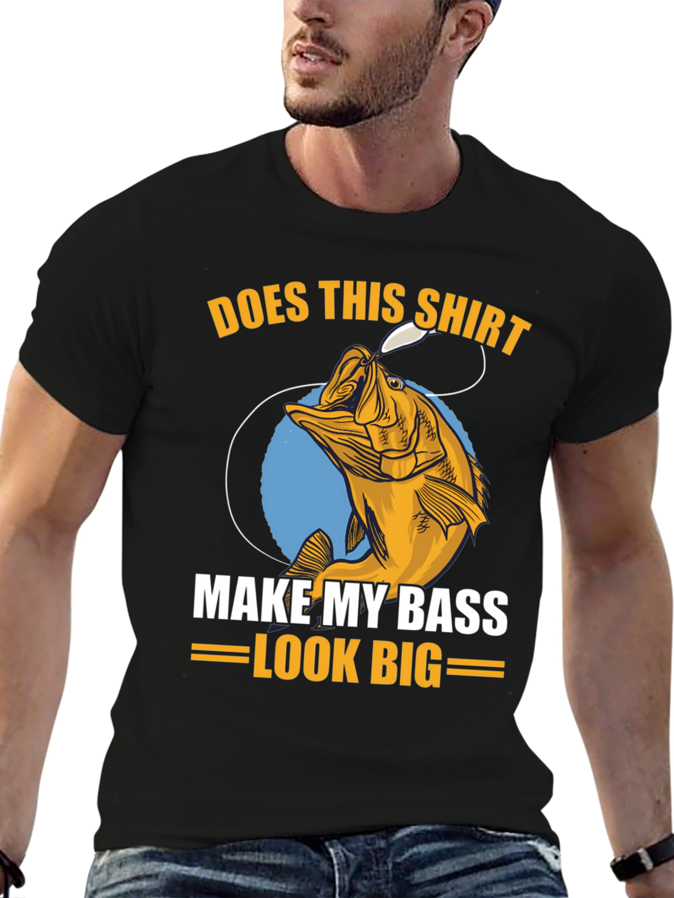 Black Does This Shirt Make My Bass Look Big? Fishing T-Shirt view 6