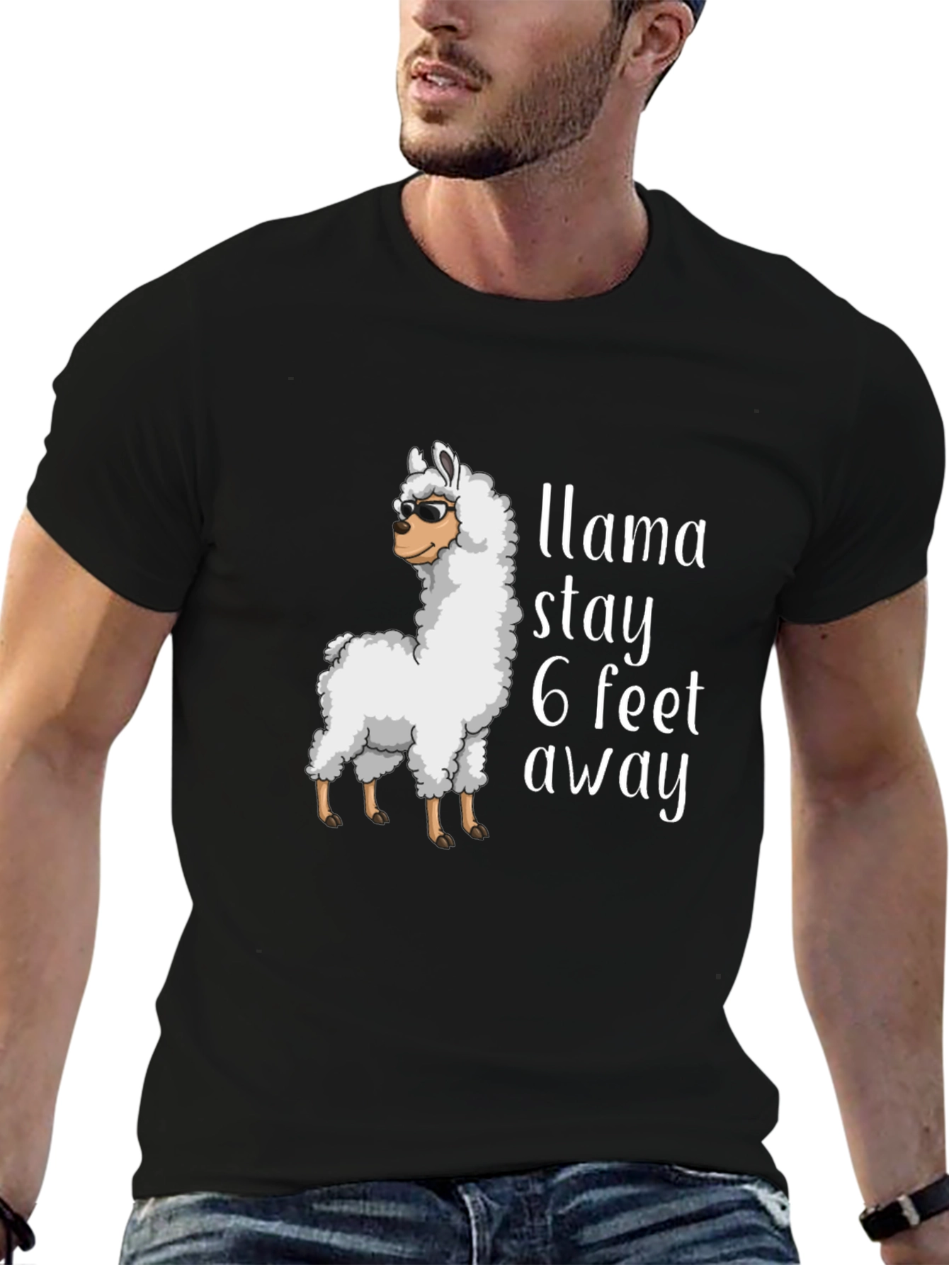 Black Llama Stay Away Graphic Tee - Black T-Shirt view 6