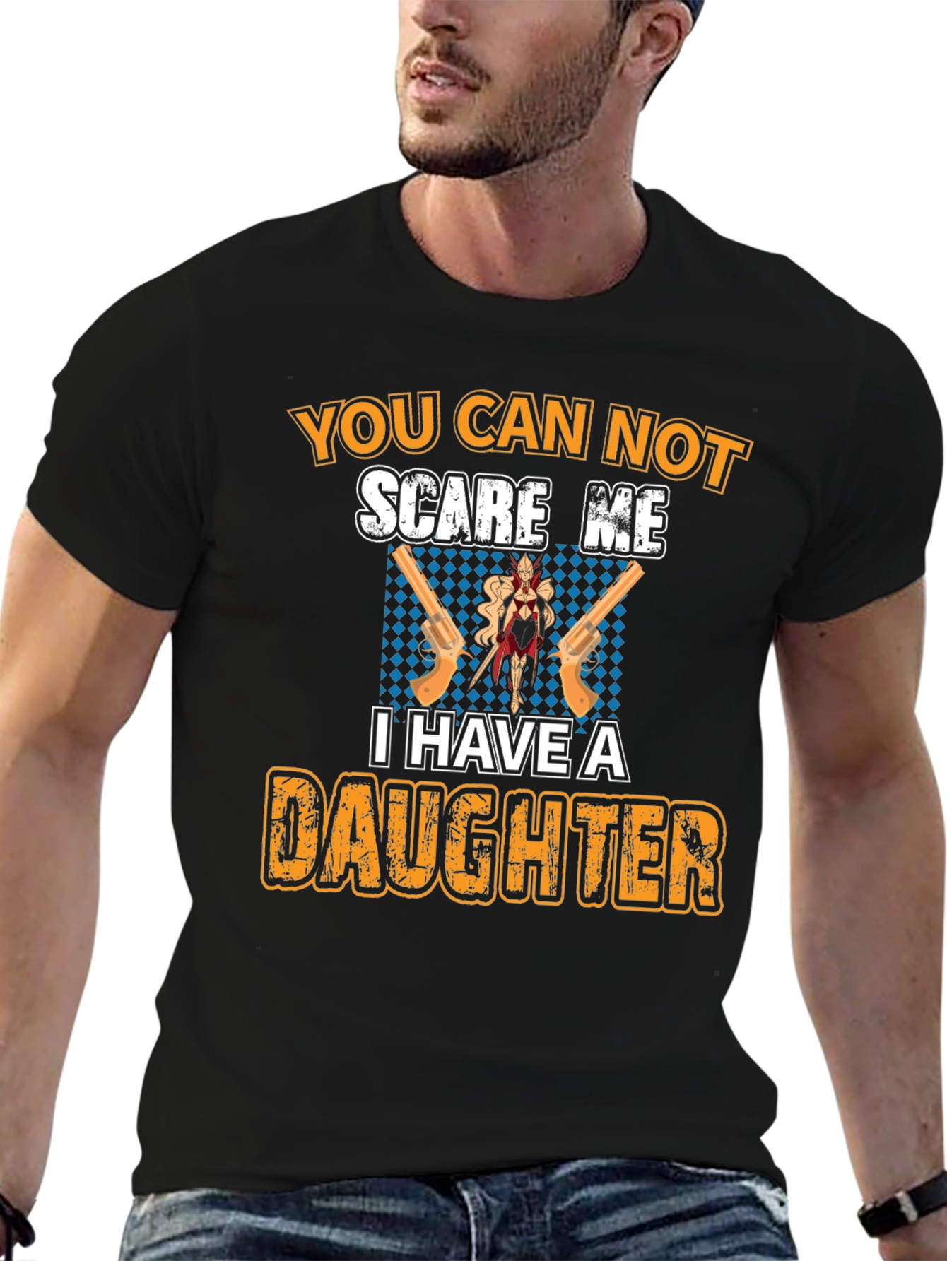 Black You Can Not Scare Me T-Shirt - Dad & Daughter  view 6