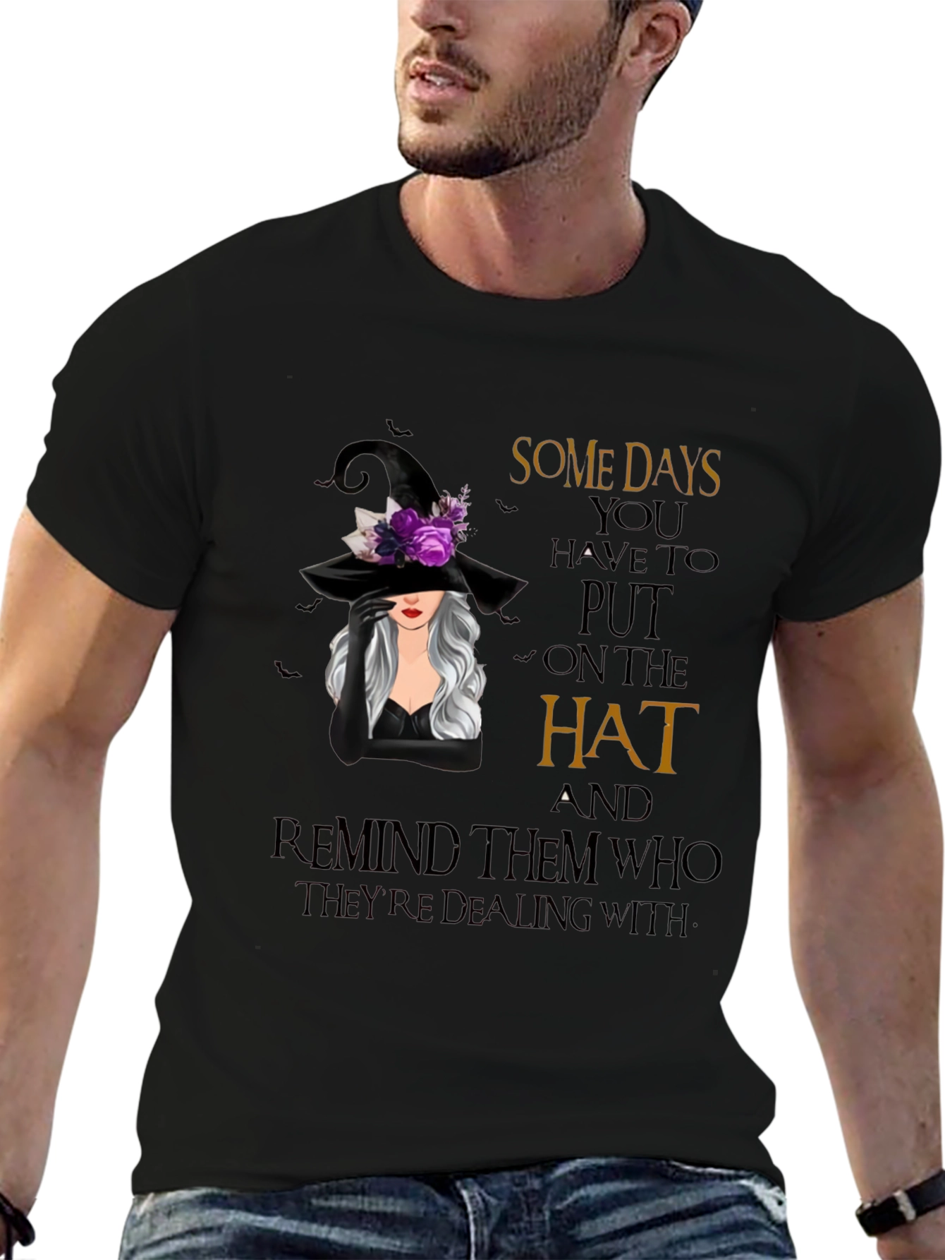 Black Witch Hat T-Shirt: Some Days You Have to Put On The Hat Tee view 6