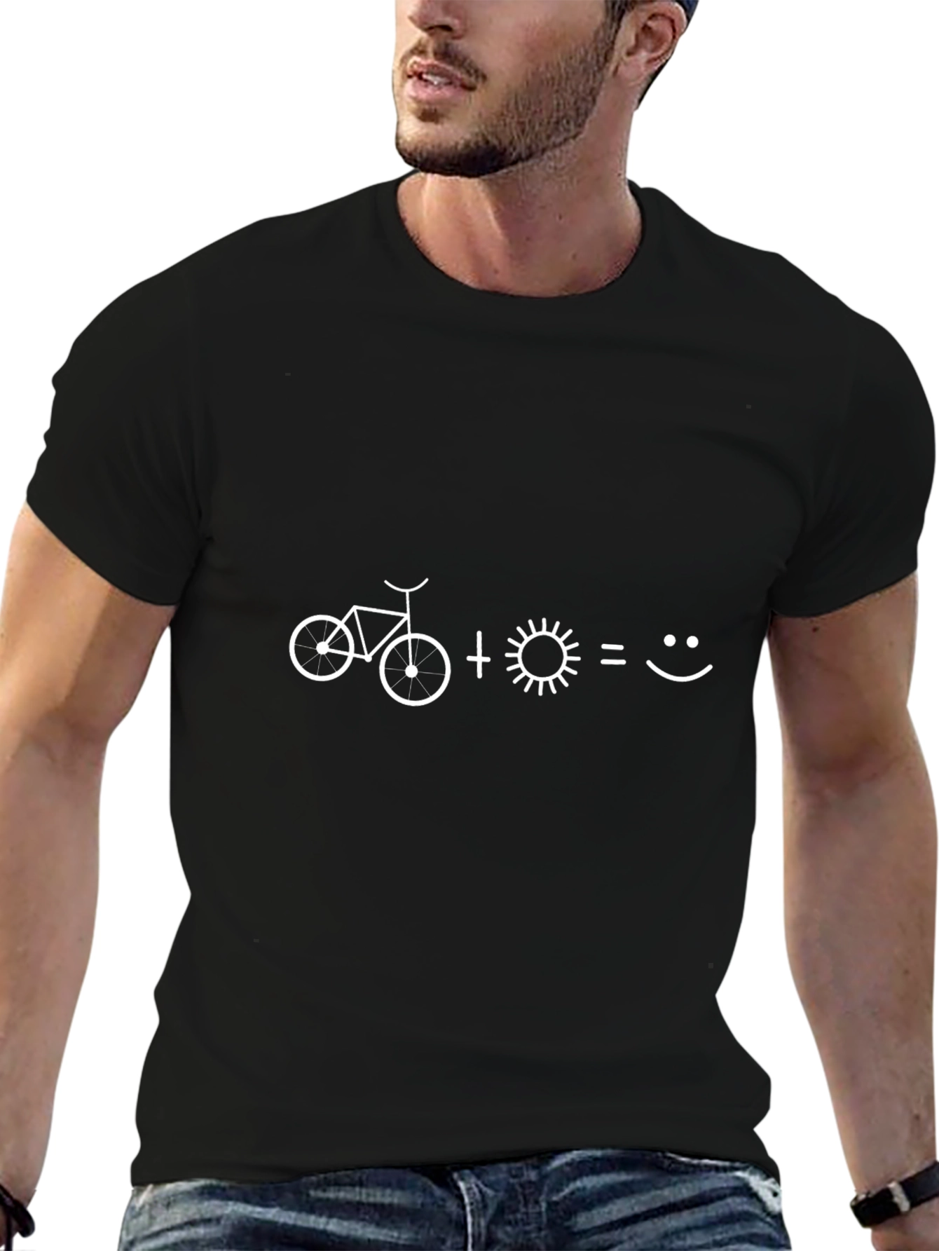 Black Bike + Sun = Happy Graphic Tee - Black view 6