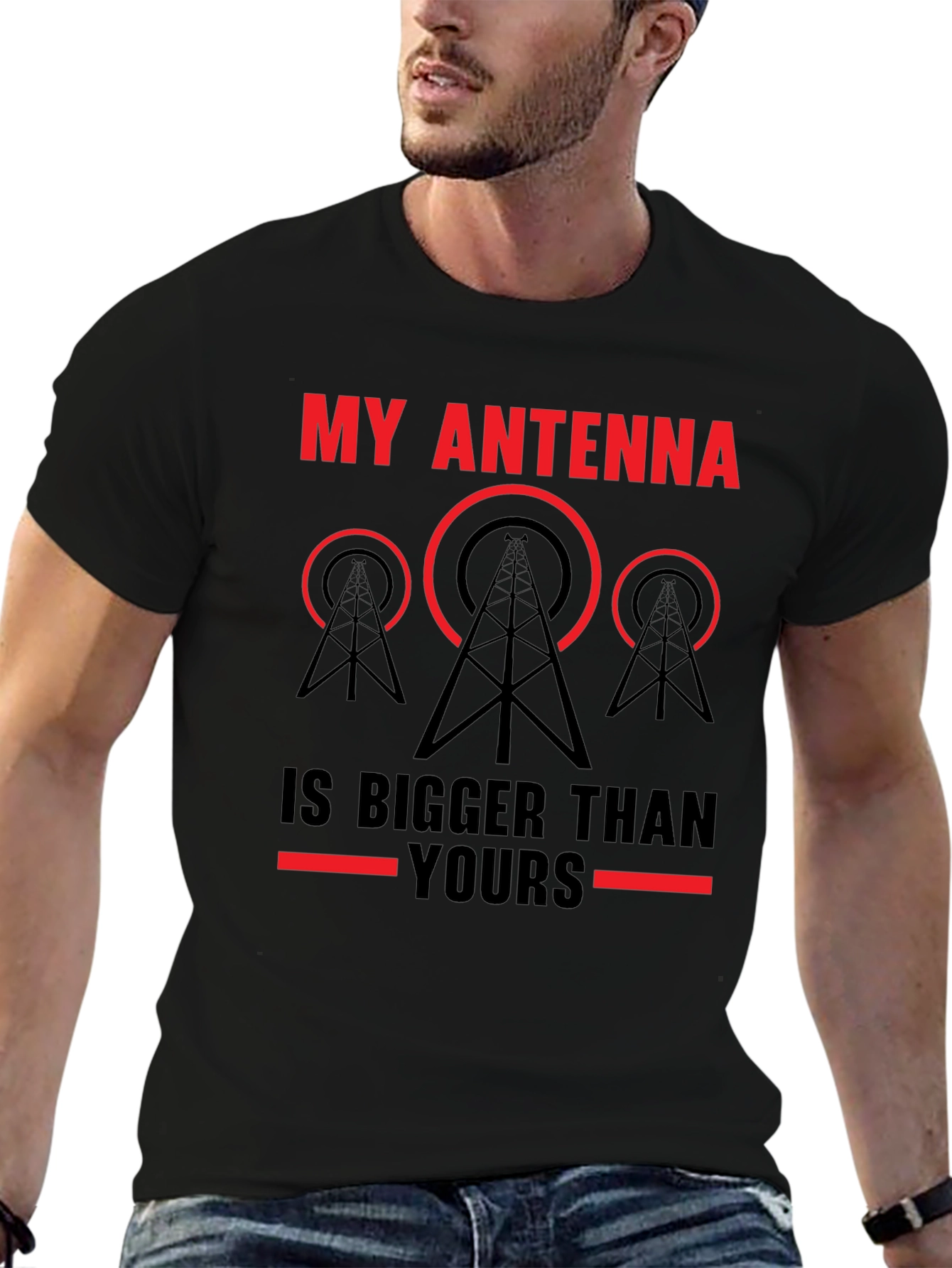 Black My Antenna is Bigger Than Yours T-Shirt - Ham Radio Operator Gift view 6