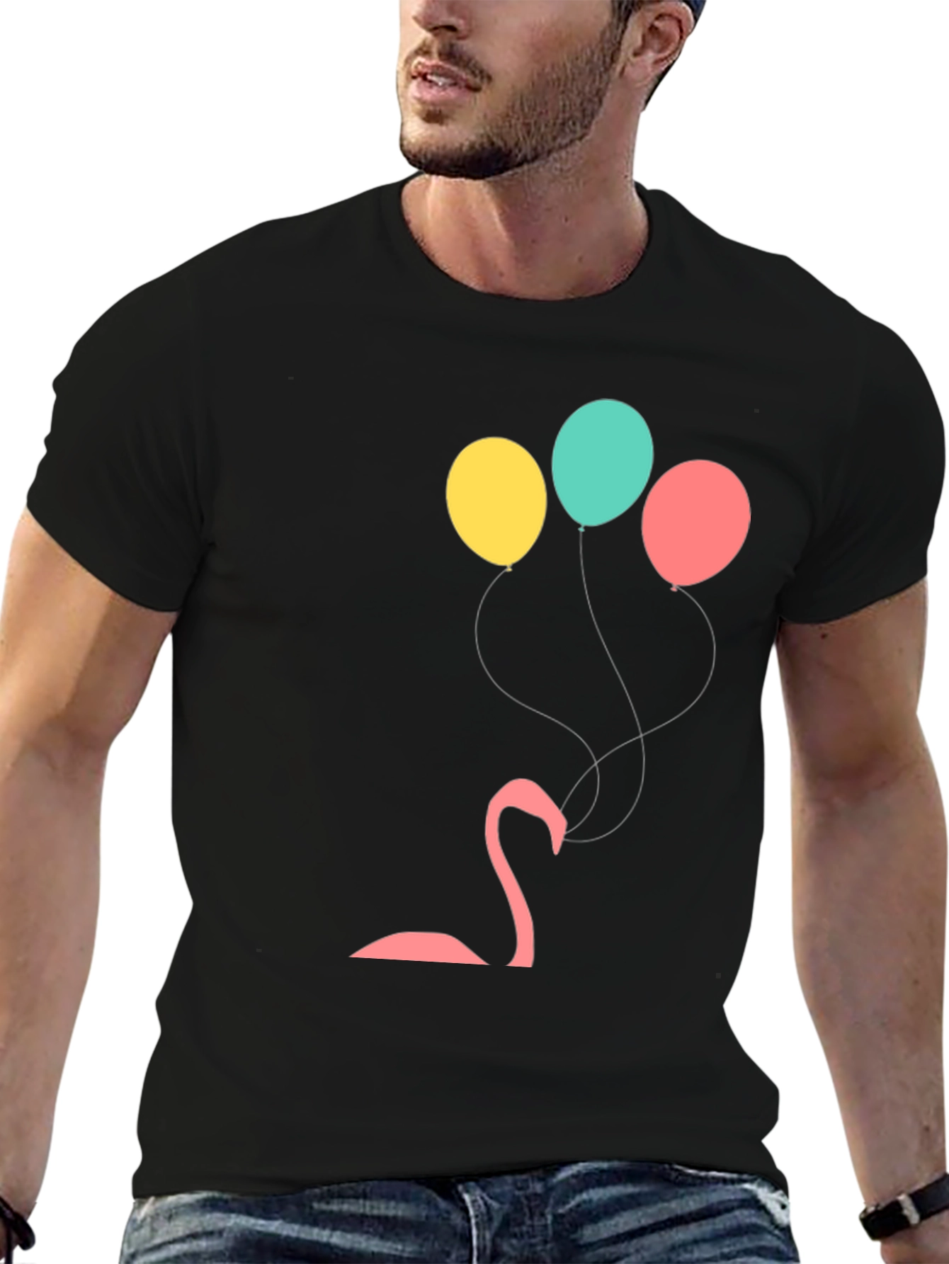 Black Black Flamingo Balloon Graphic Tee view 6