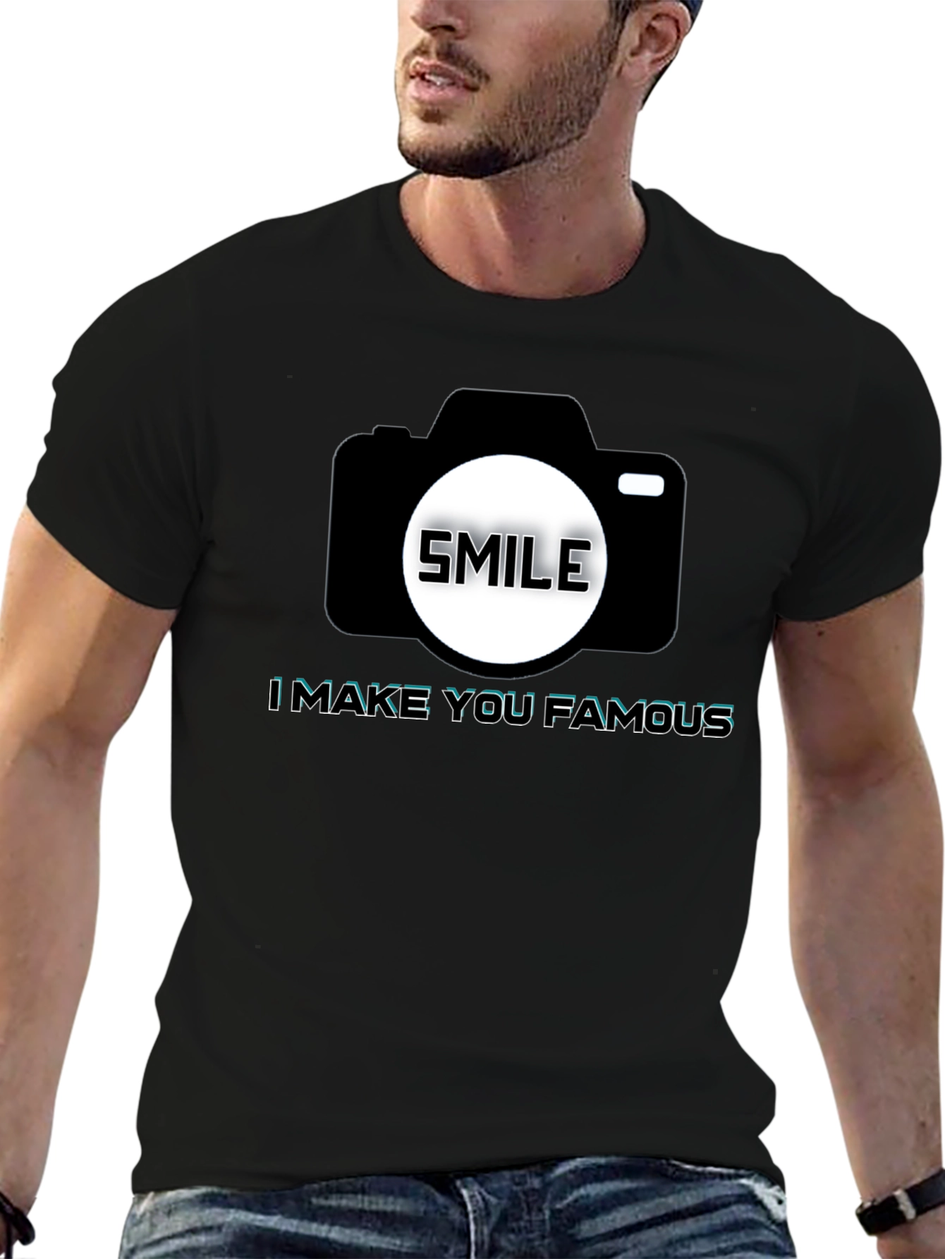 Black Smile Camera T-Shirt - Make You Famous view 6