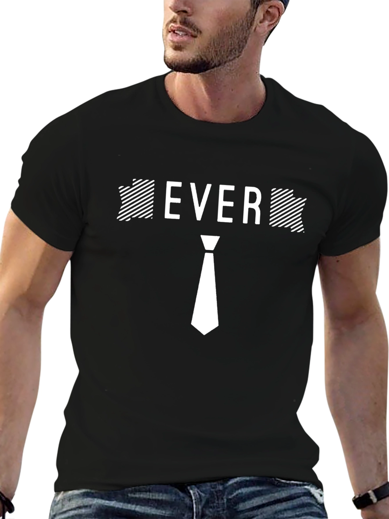 Black Ever Best Man T-Shirt - Fun Novelty Tie Graphic Tee view 6